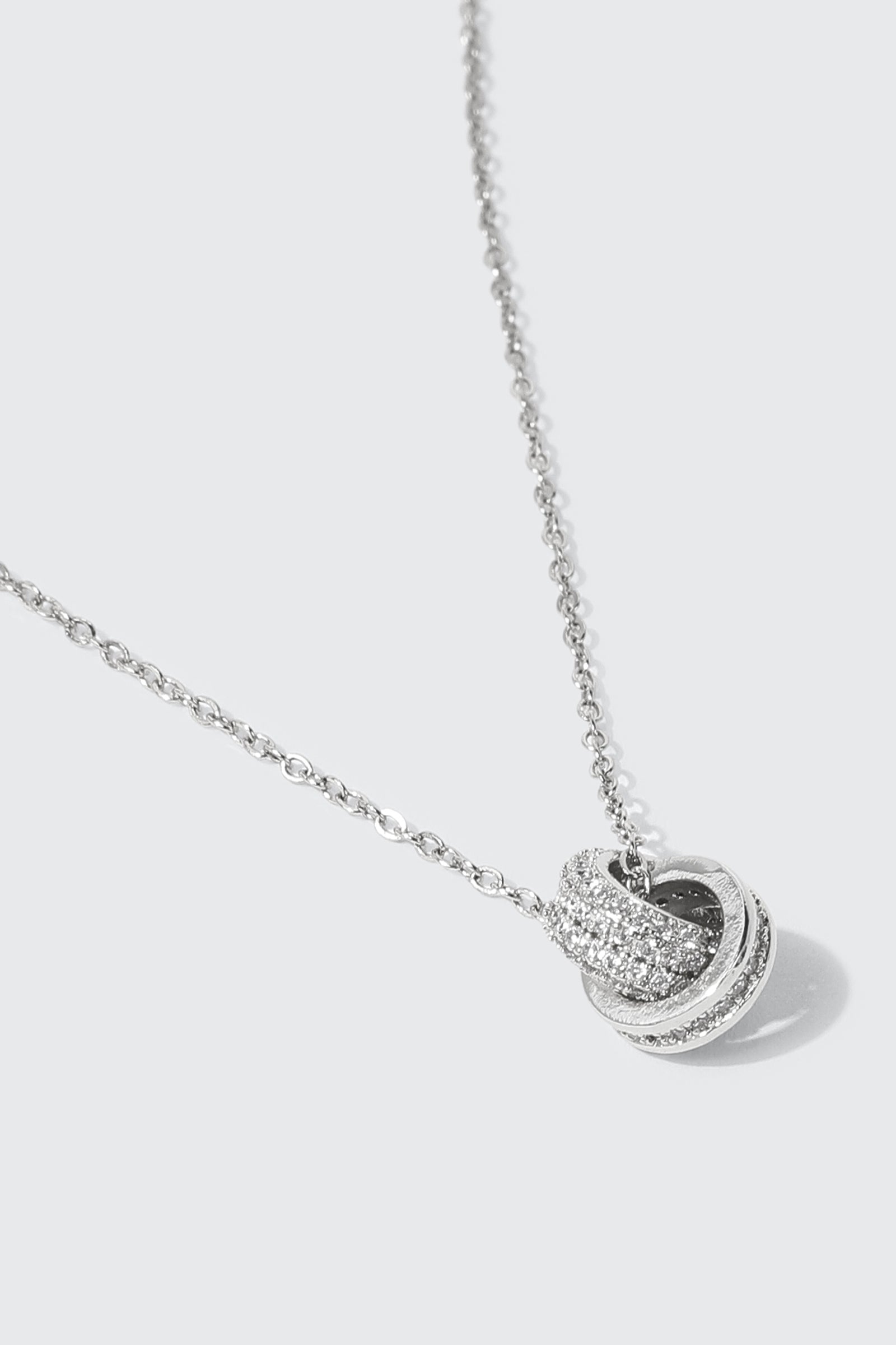14K White Gold Plated Interlocking Loop Necklace
