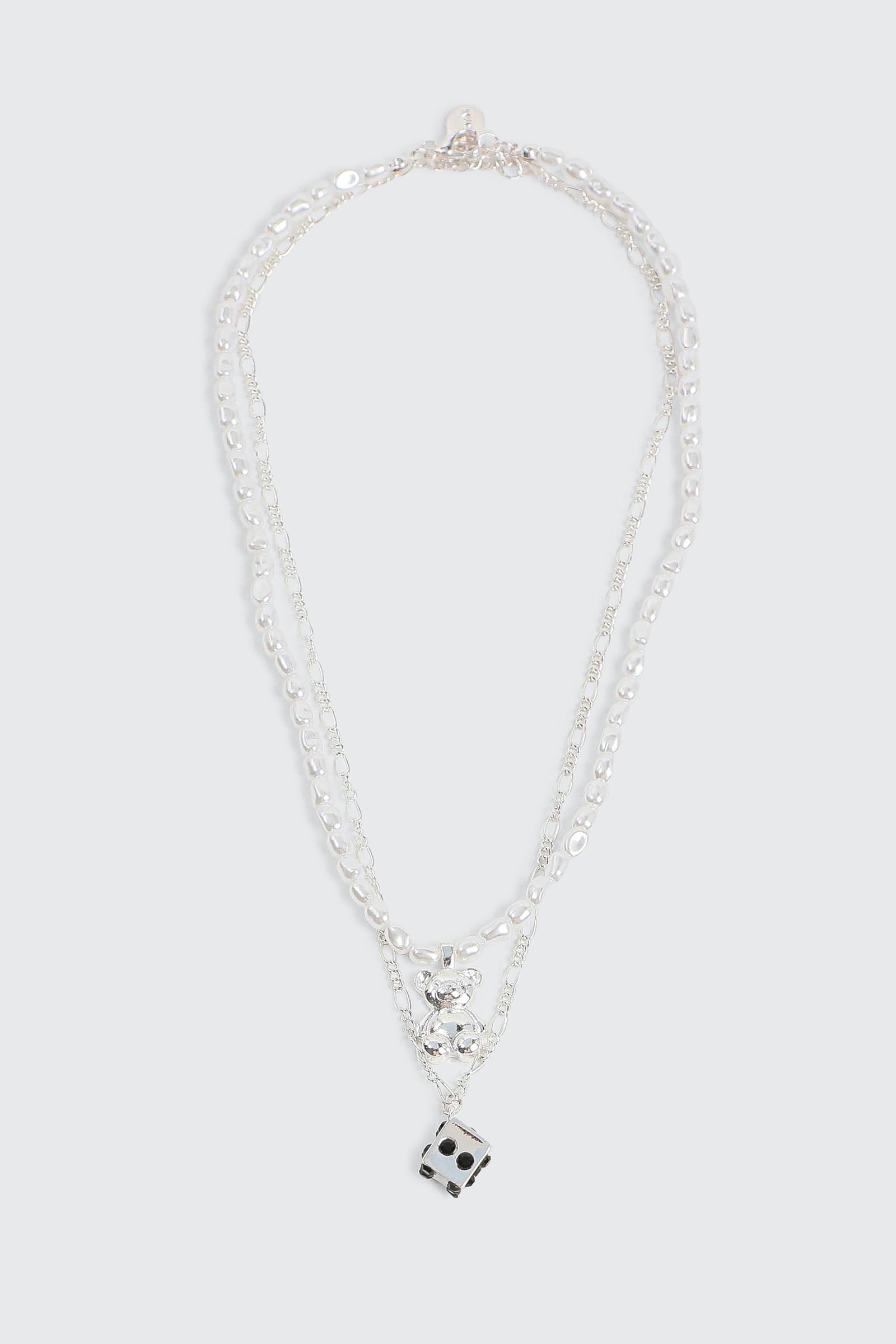 2-Row Dice & Bear Necklace
