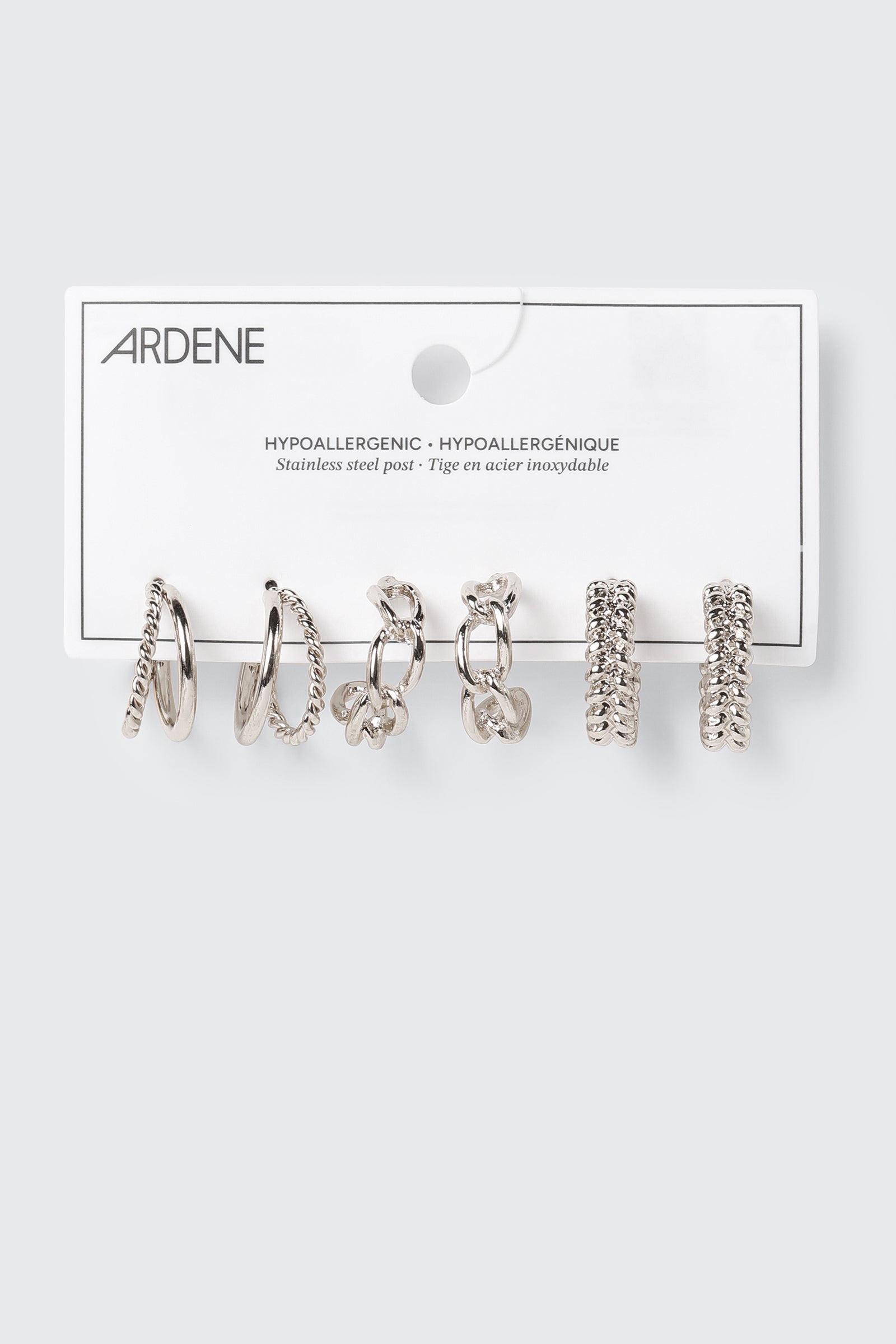 3-Pack Assorted Hoop Earrings