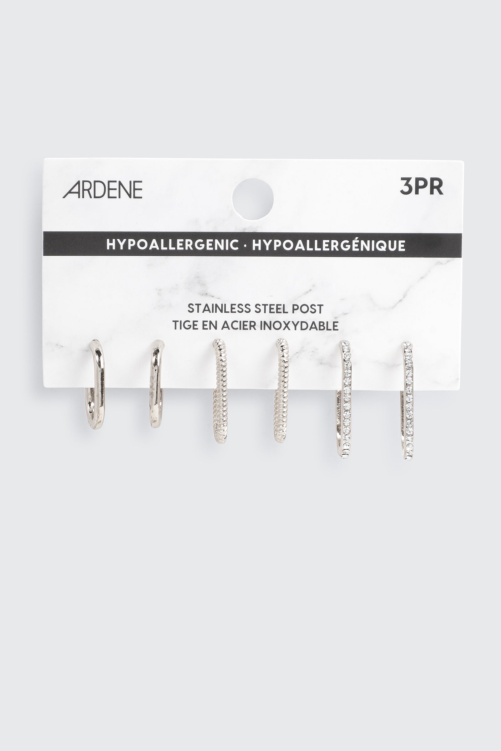 3-Pack Assorted Hoop Earrings