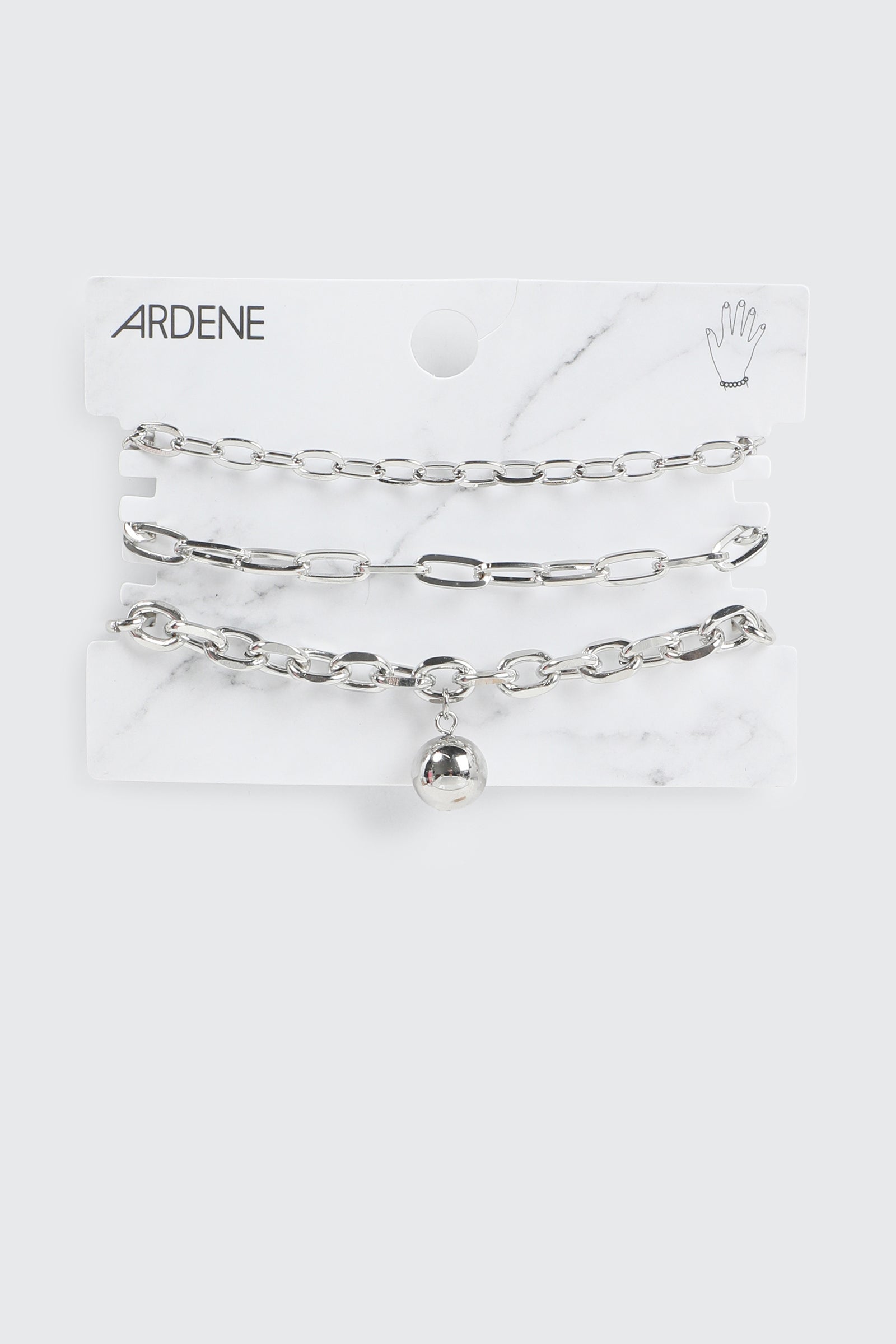 3-Pack Chunky Chain Bracelets with Sphere Charm