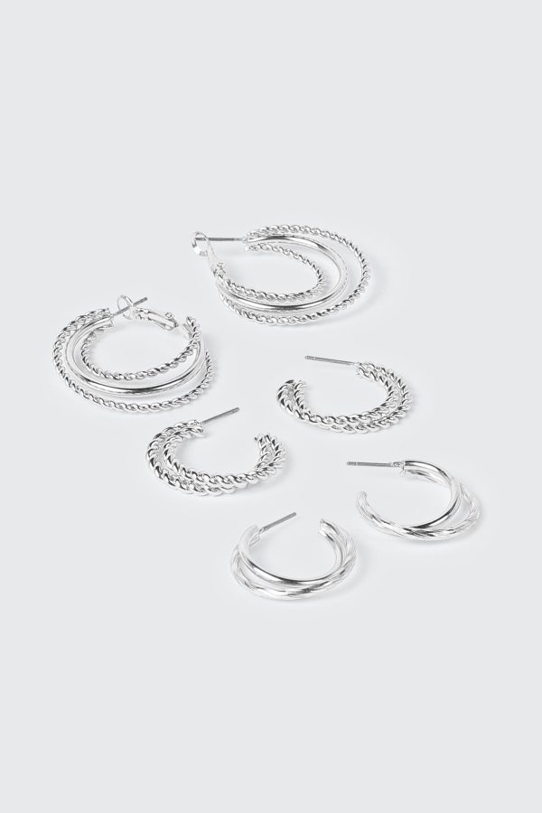 3-Pack Double Row Thin Hoops