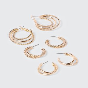 3-Pack Double Row Thin Hoops