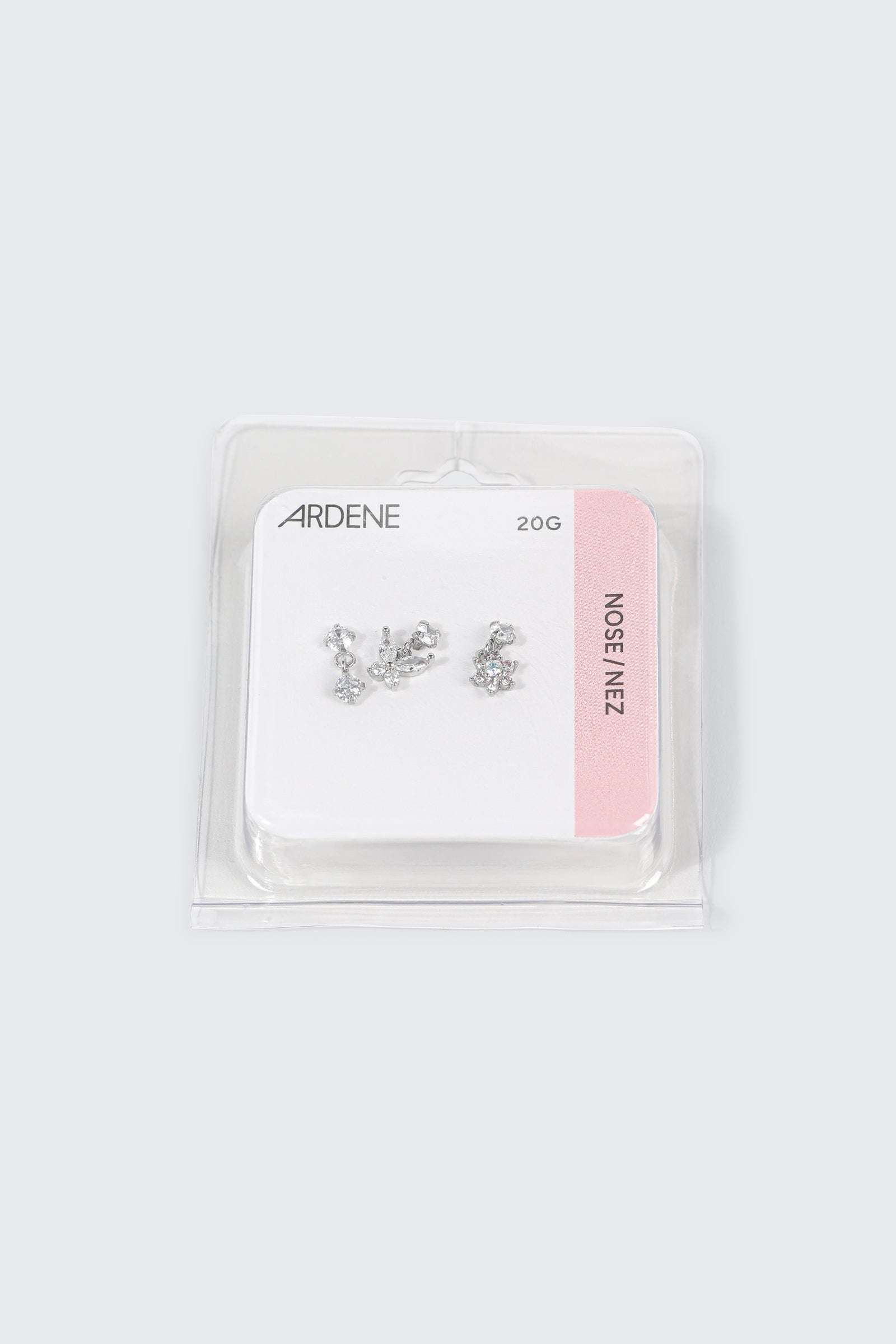 3 Pack Stainless Steel Dangle Nose Studs