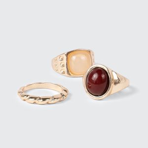 3-Pack Stone Ring Set