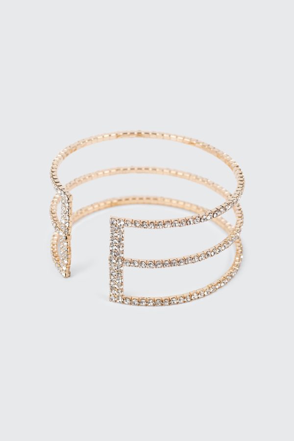 3 Row Rhinestone Cuff Bangle
