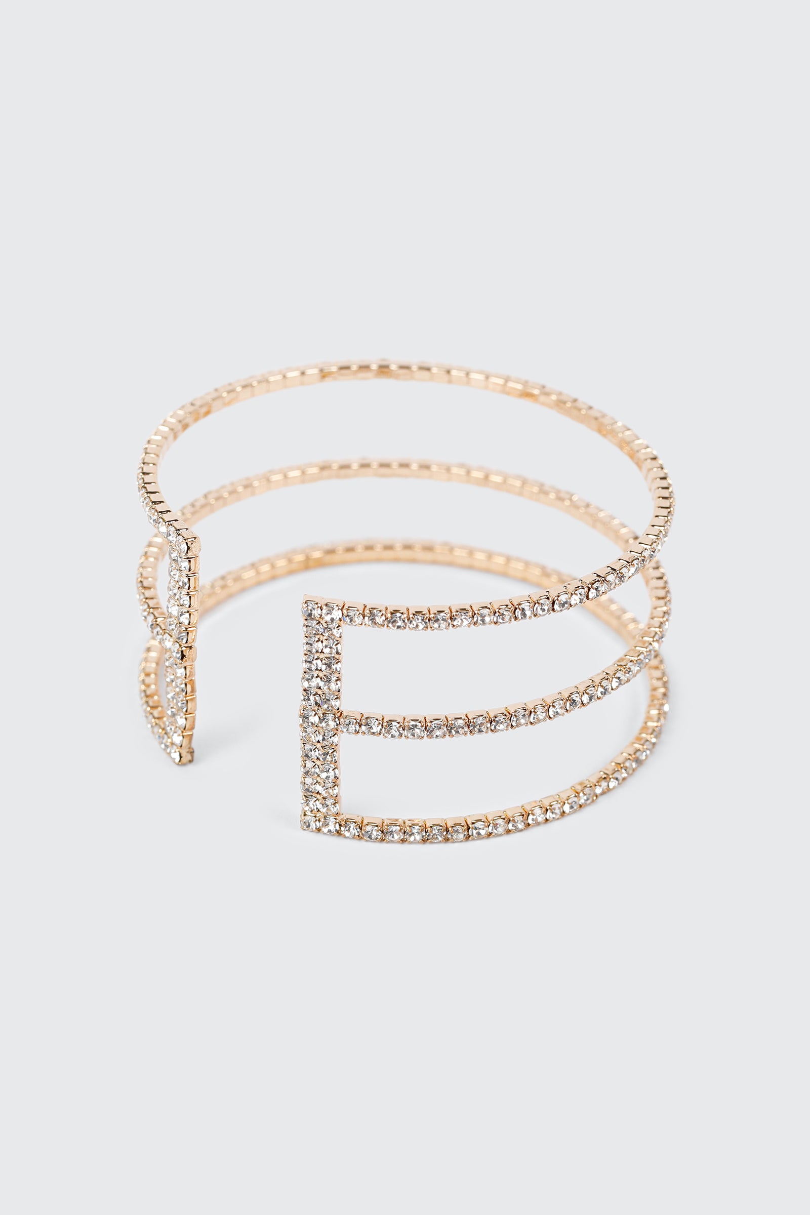3 Row Rhinestone Cuff Bangle