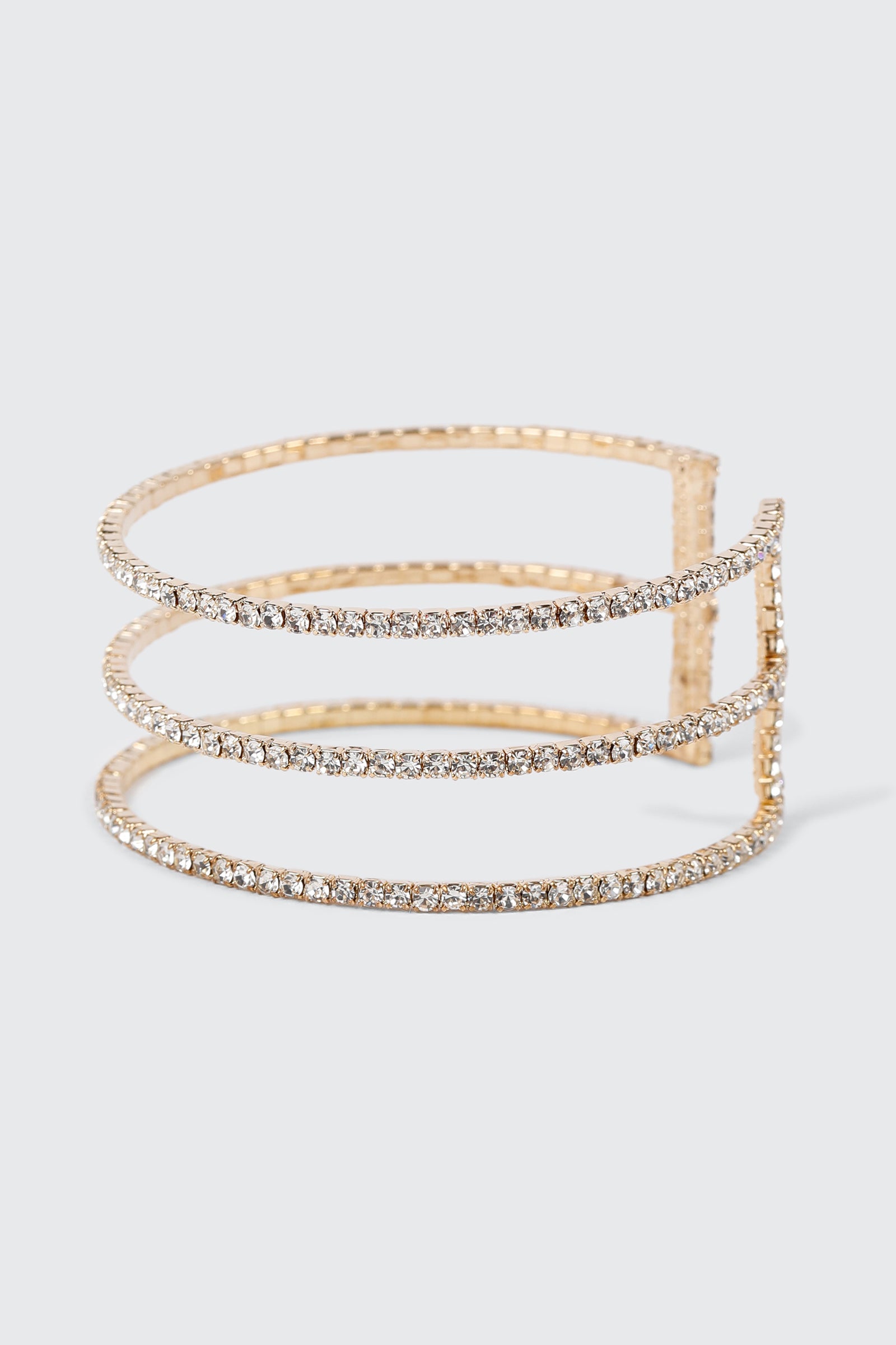 3 Row Rhinestone Cuff Bangle