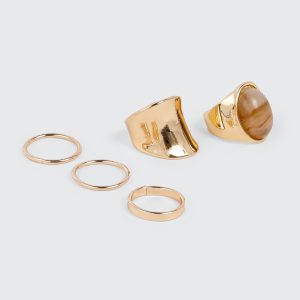 5-Pack Marbled Stone Ring Set