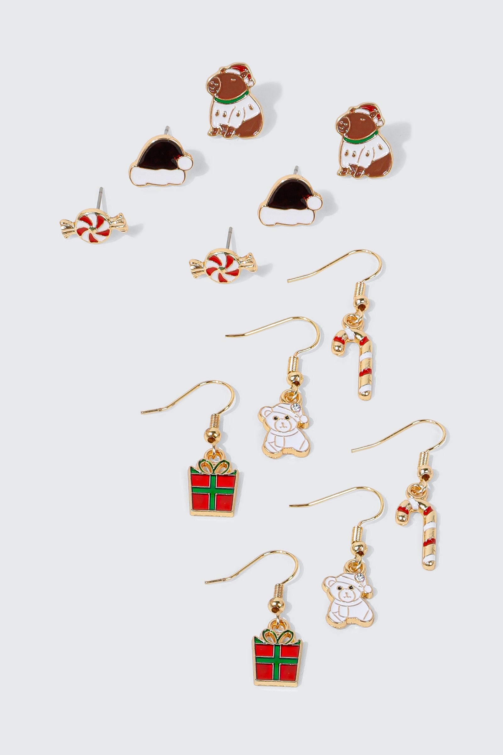 6-Pack Holiday Capybara Stud and Dangle Earrings