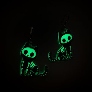 Cat Skeleton Dangle Earrings