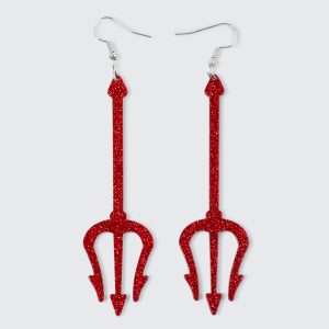 Glitter Devil Pitchfork Earrings