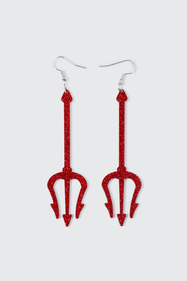 Glitter Devil Pitchfork Earrings