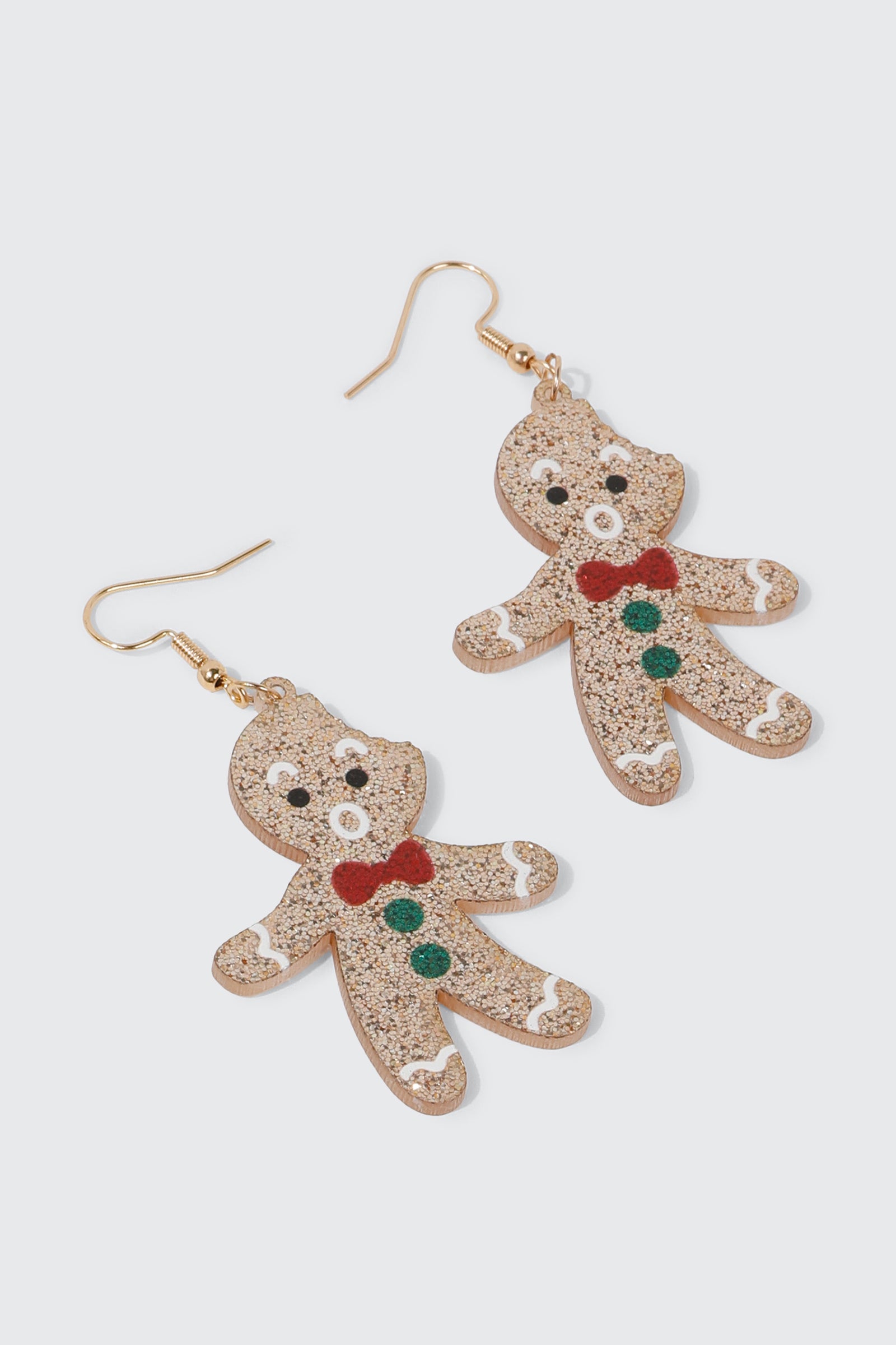 Glitter Gingerbread Man Drop Earrings