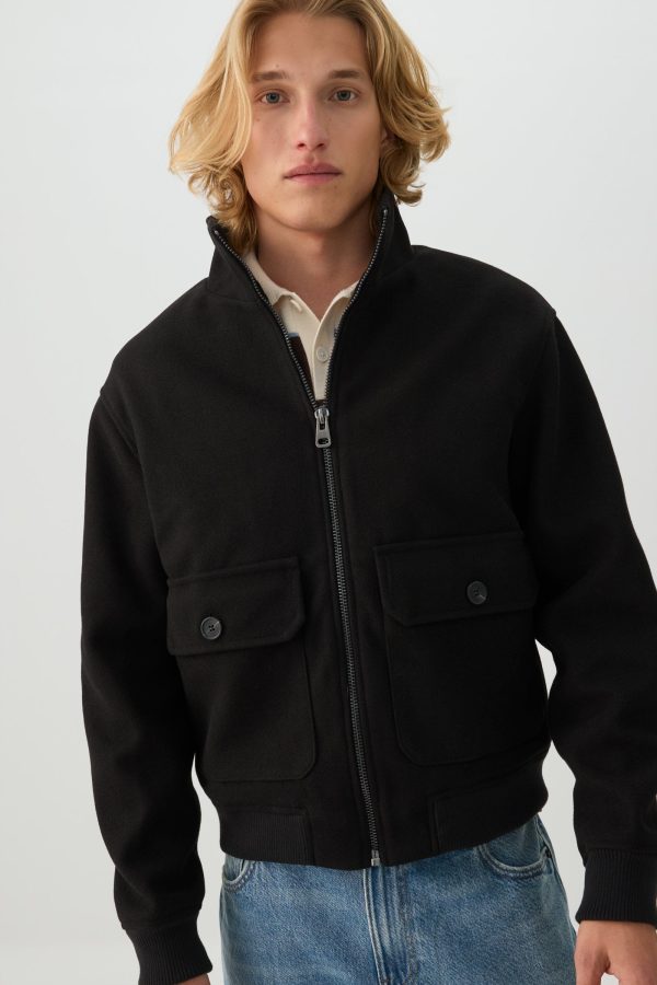 Mock Neck Bomber Jacket