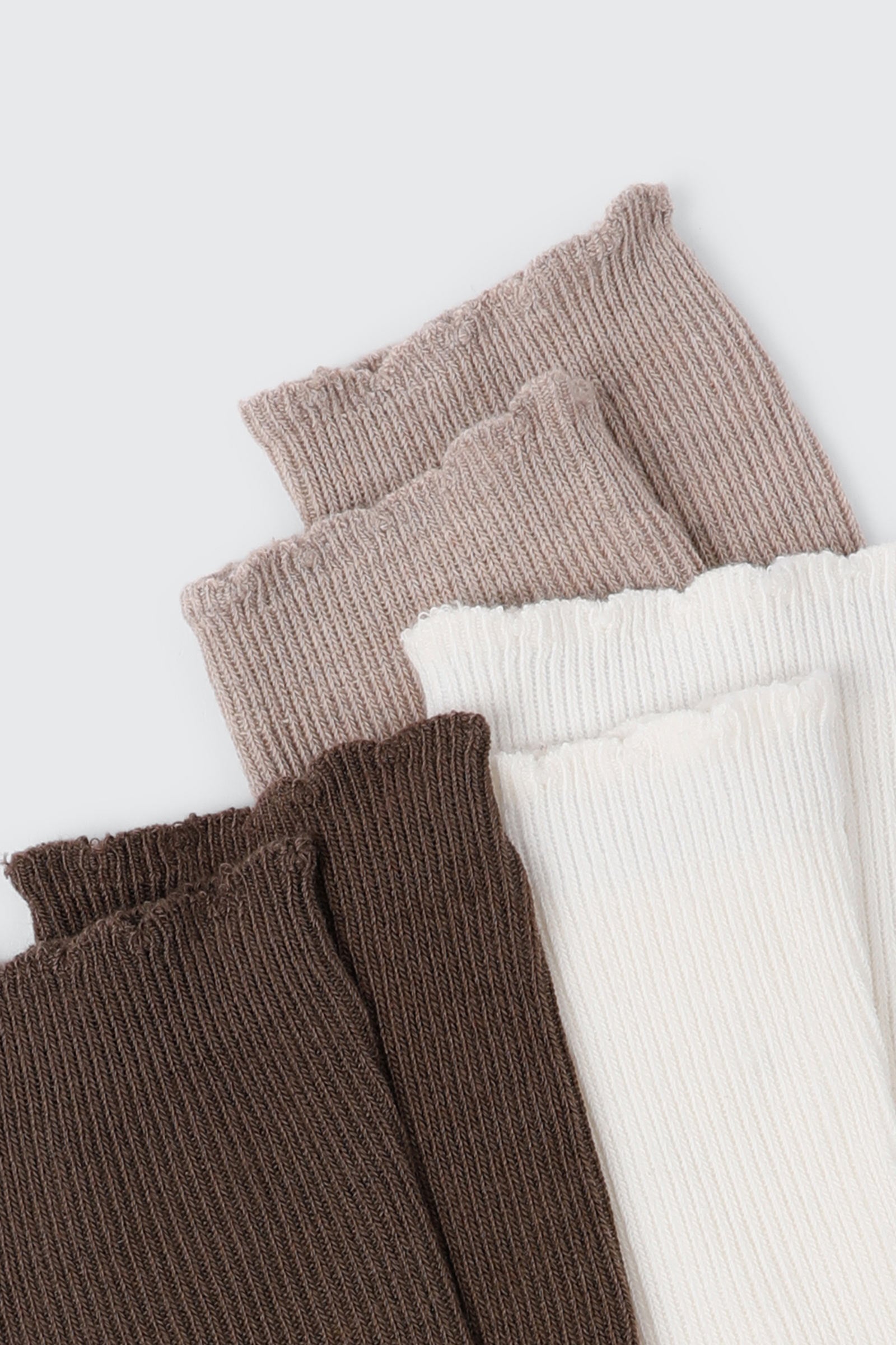 3-Pack Ruffled Edge Crew Socks