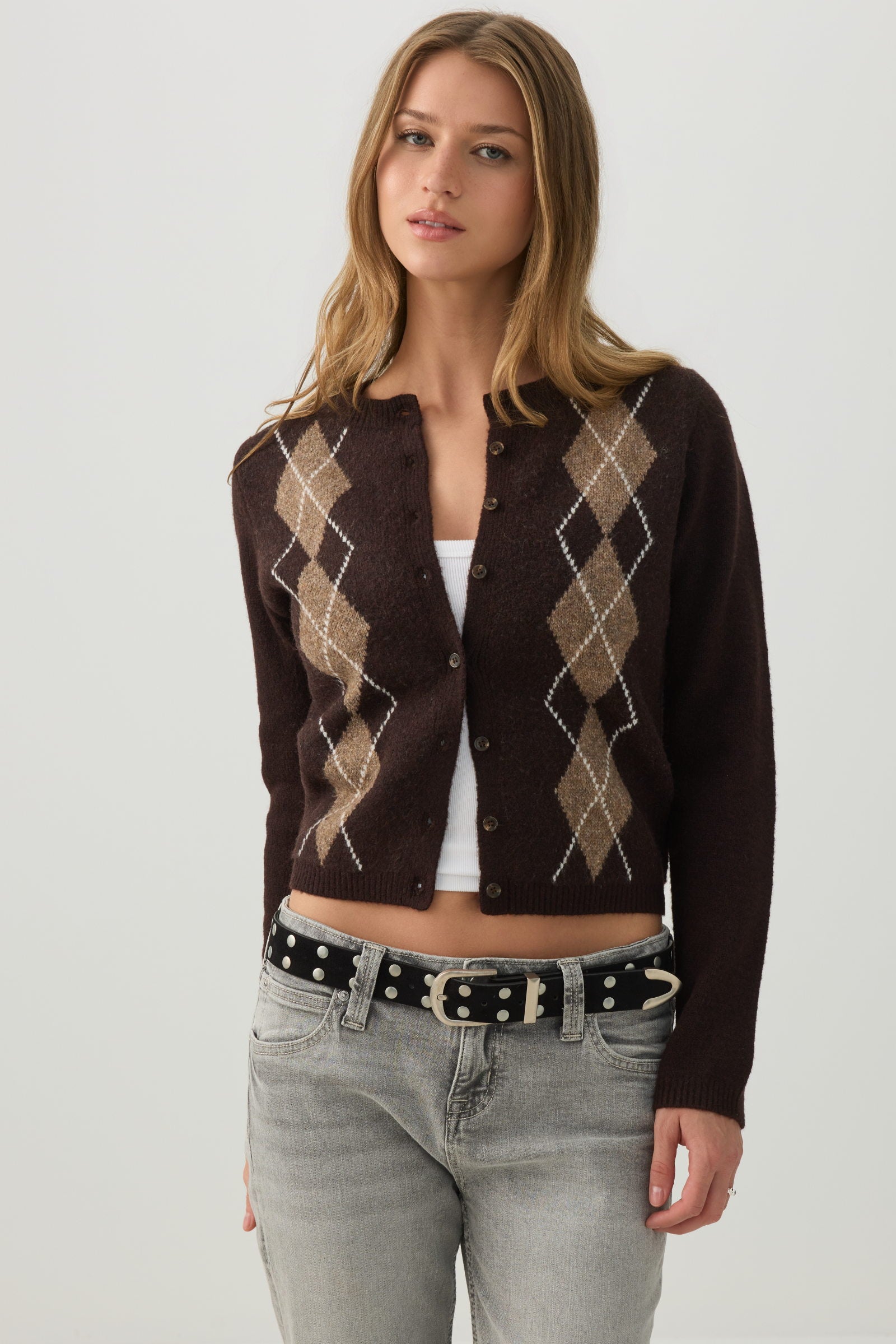 Cropped Button Front Cardigan