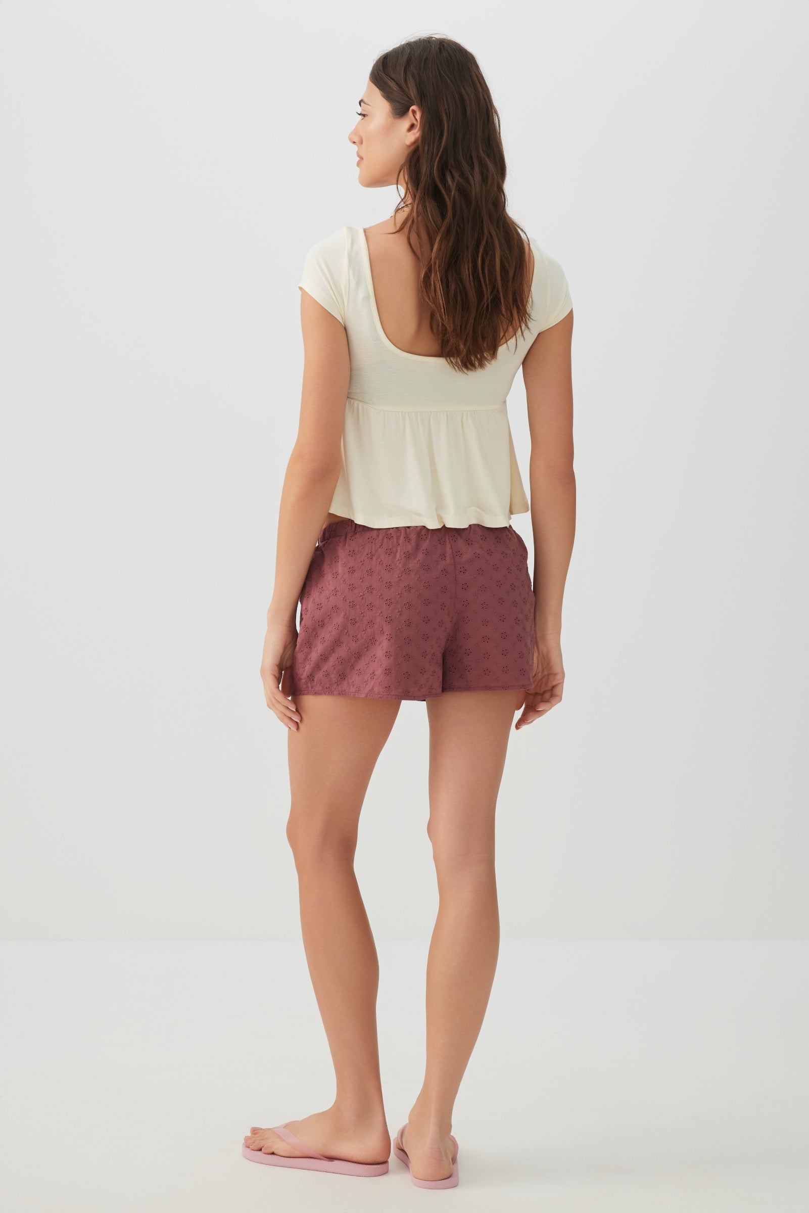 Eyelet Drawstring Shorts