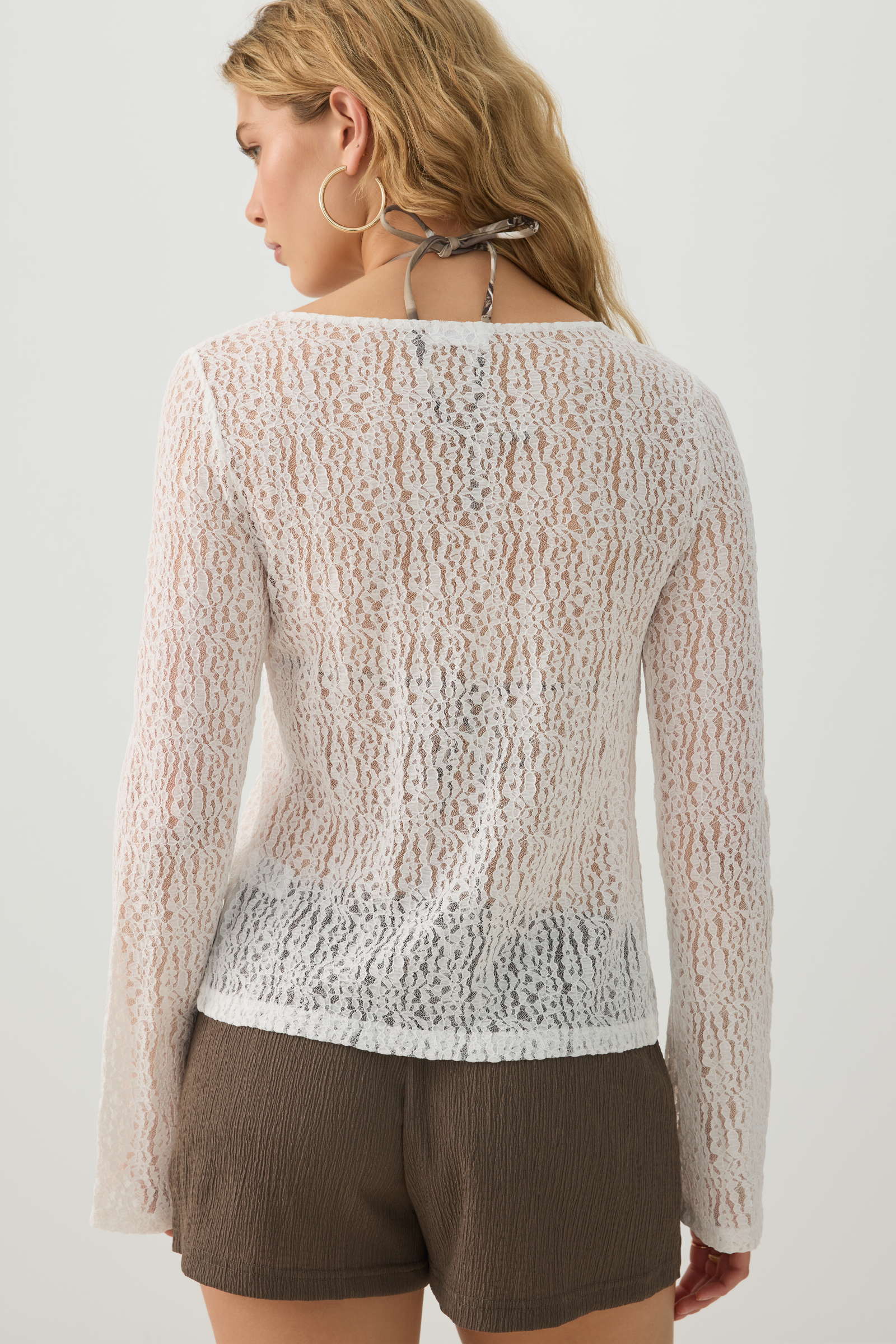 Lace Tie Front Top