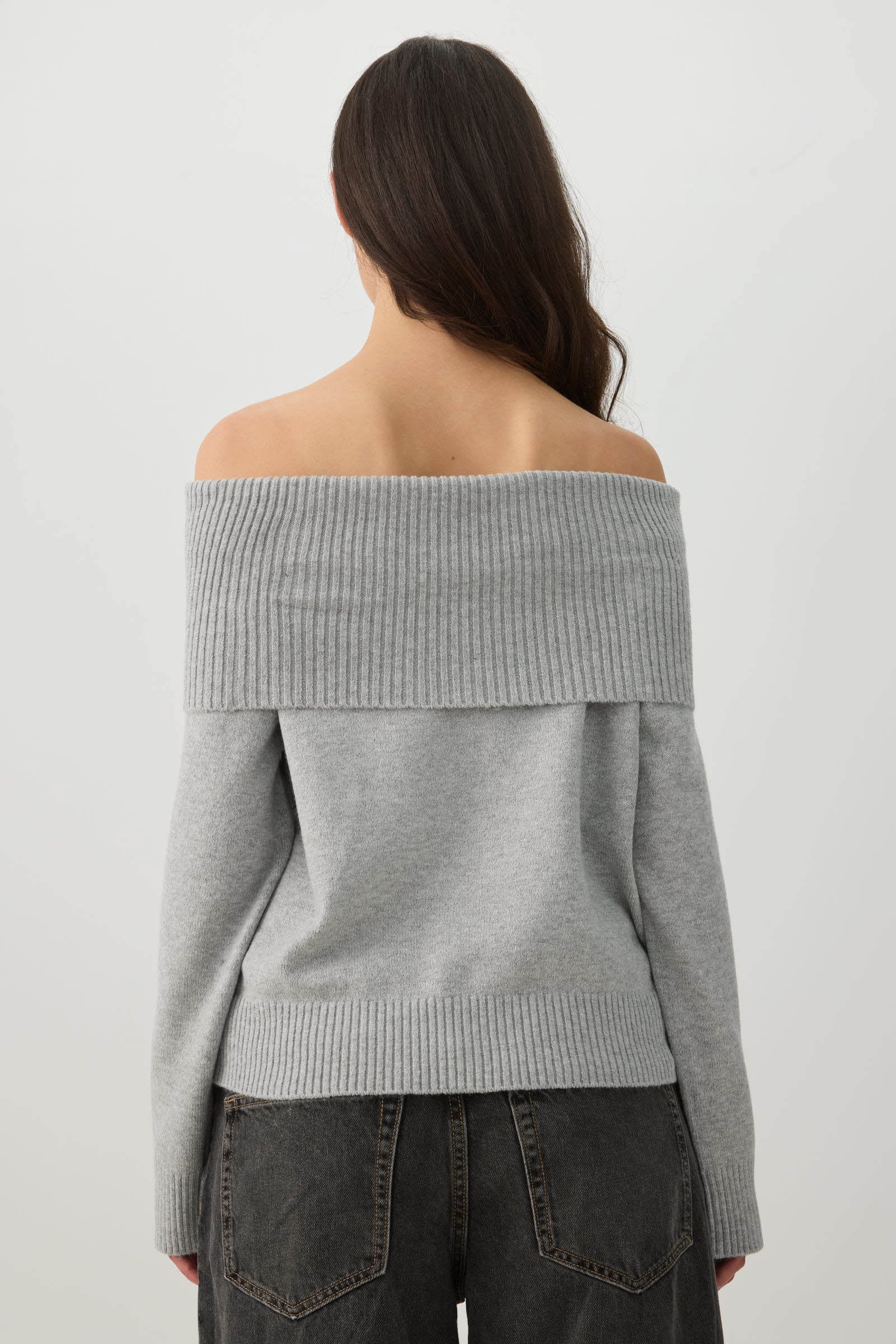 MODERAKNIT™ Off Shoulder Foldover Sweater