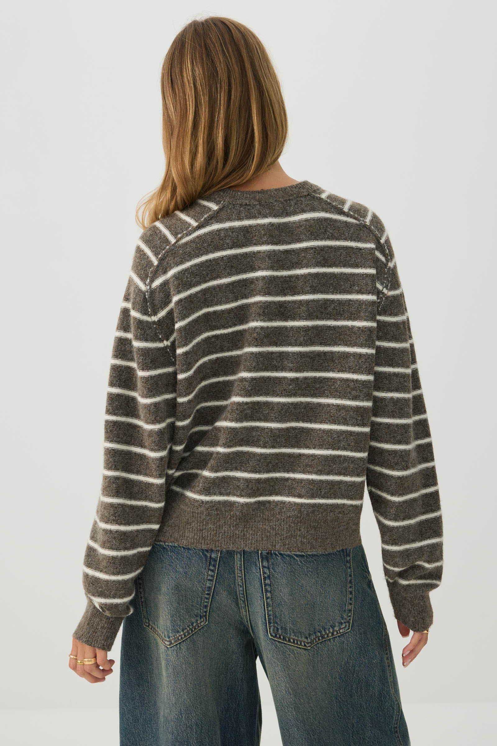 Striped Button Neck Sweater