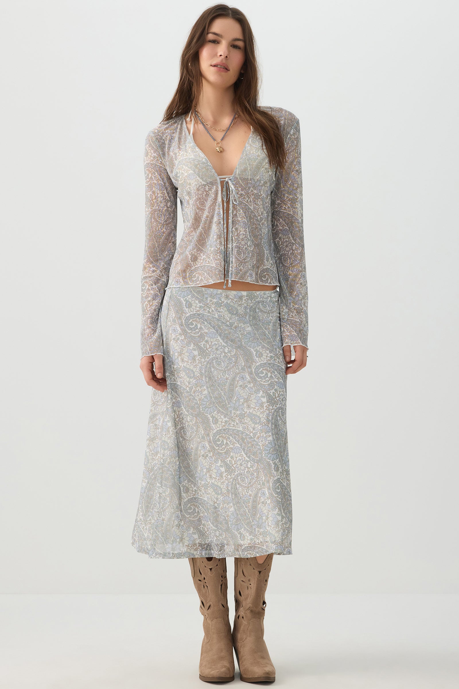 Tie Front Mesh Cardigan