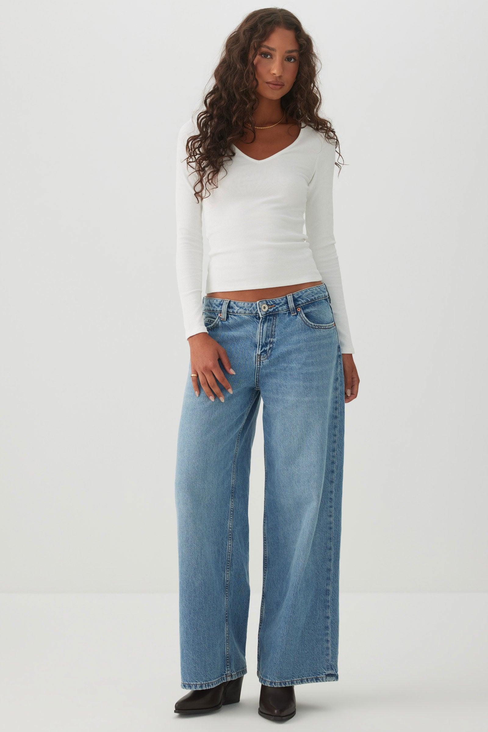 BASICORE™ Rib V Neck Top