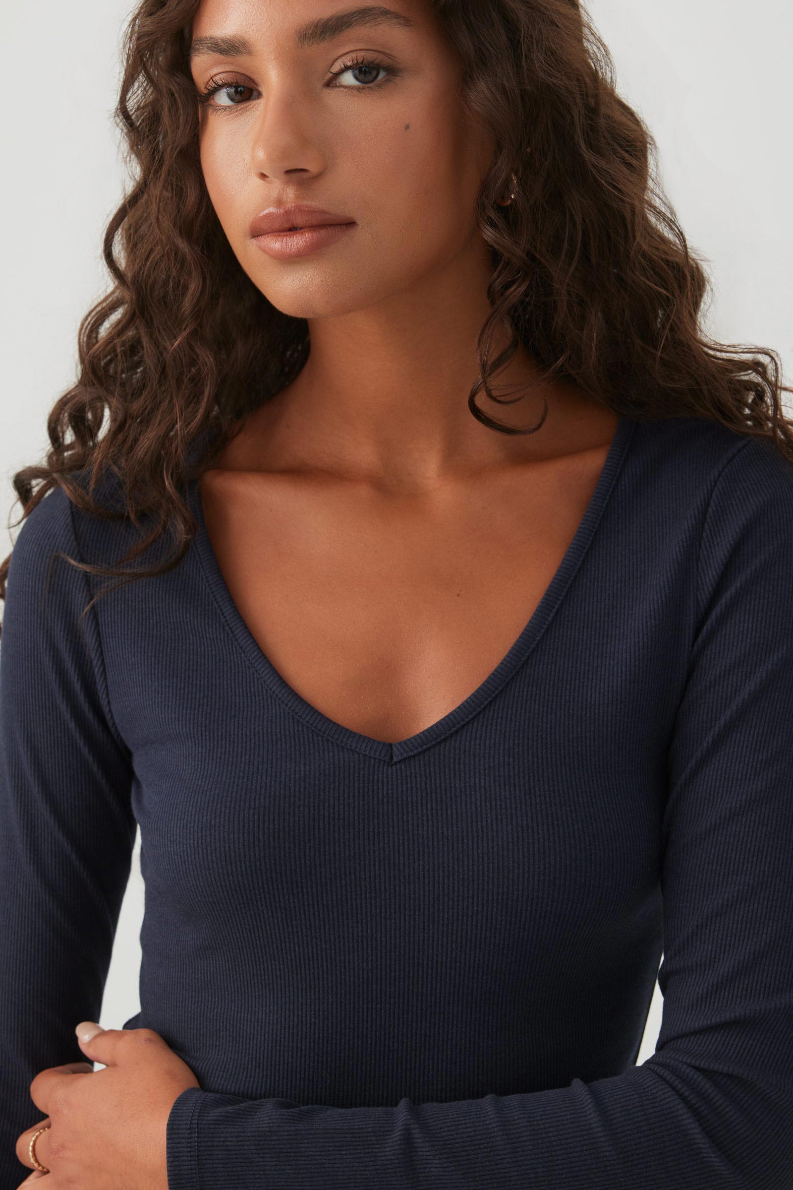 BASICORE™ Rib V Neck Top