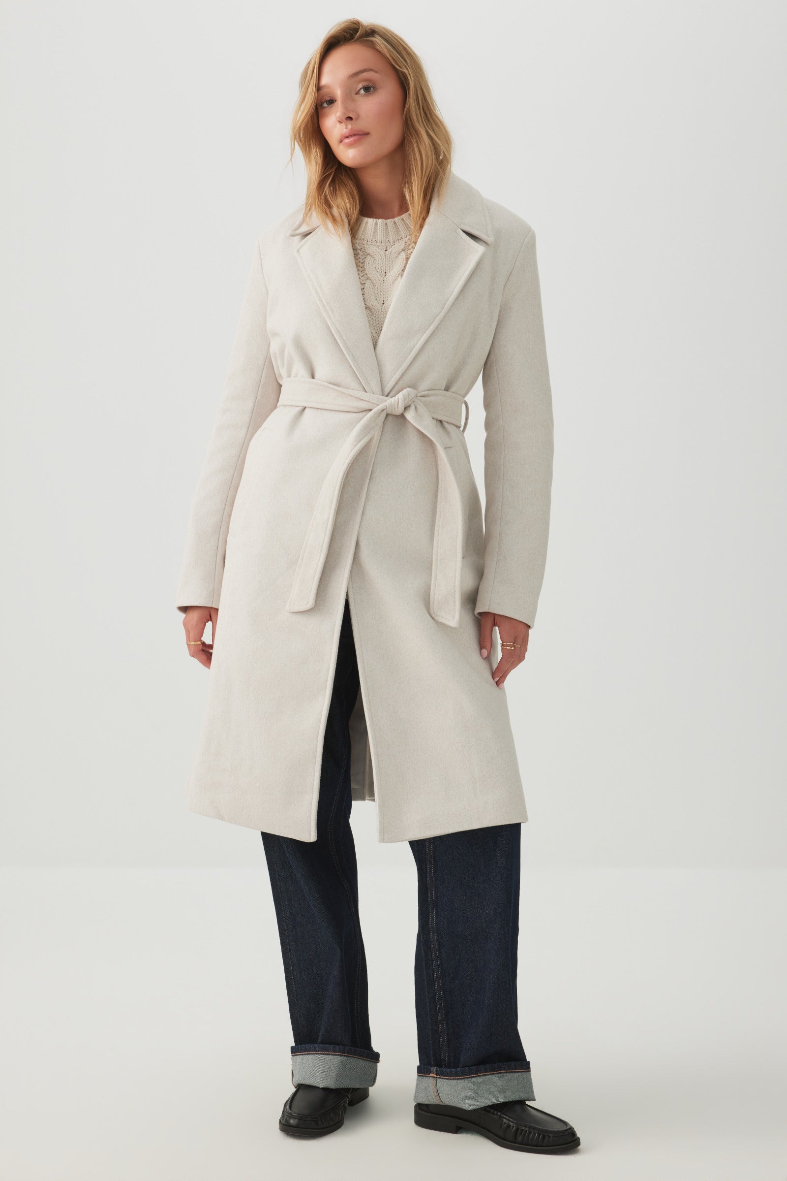 Felt Wrap Belted Coat