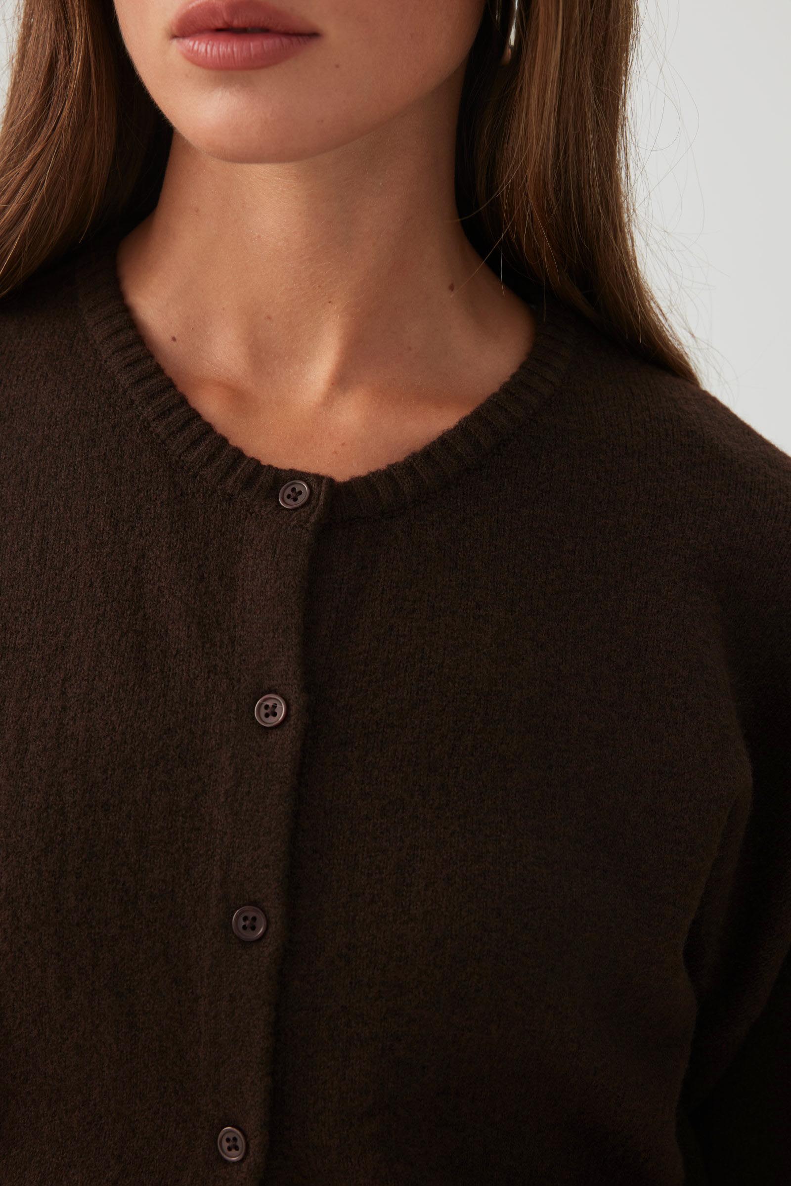 Long Cuff Button Front Cardigan