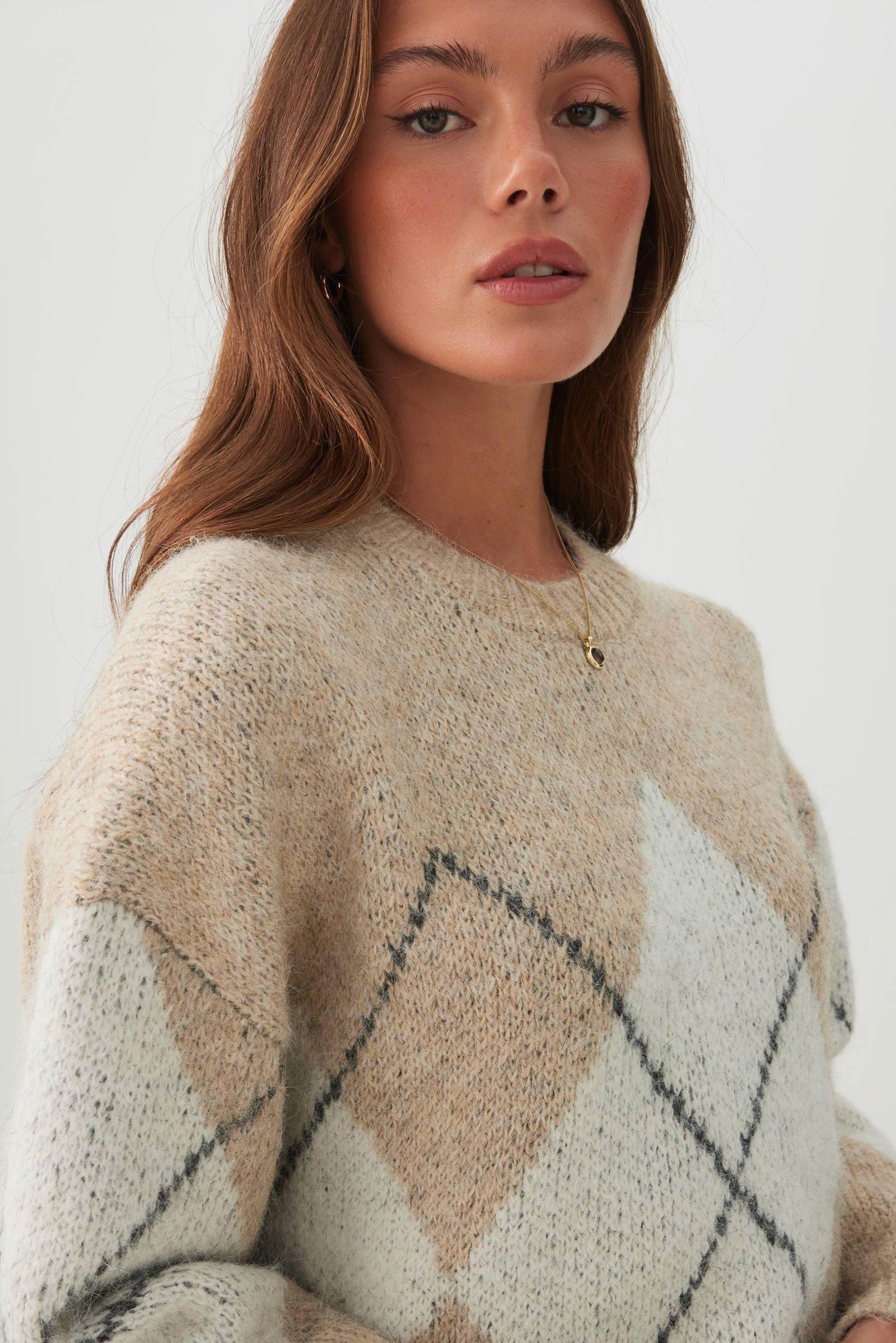 Oversized Argyle Sweater