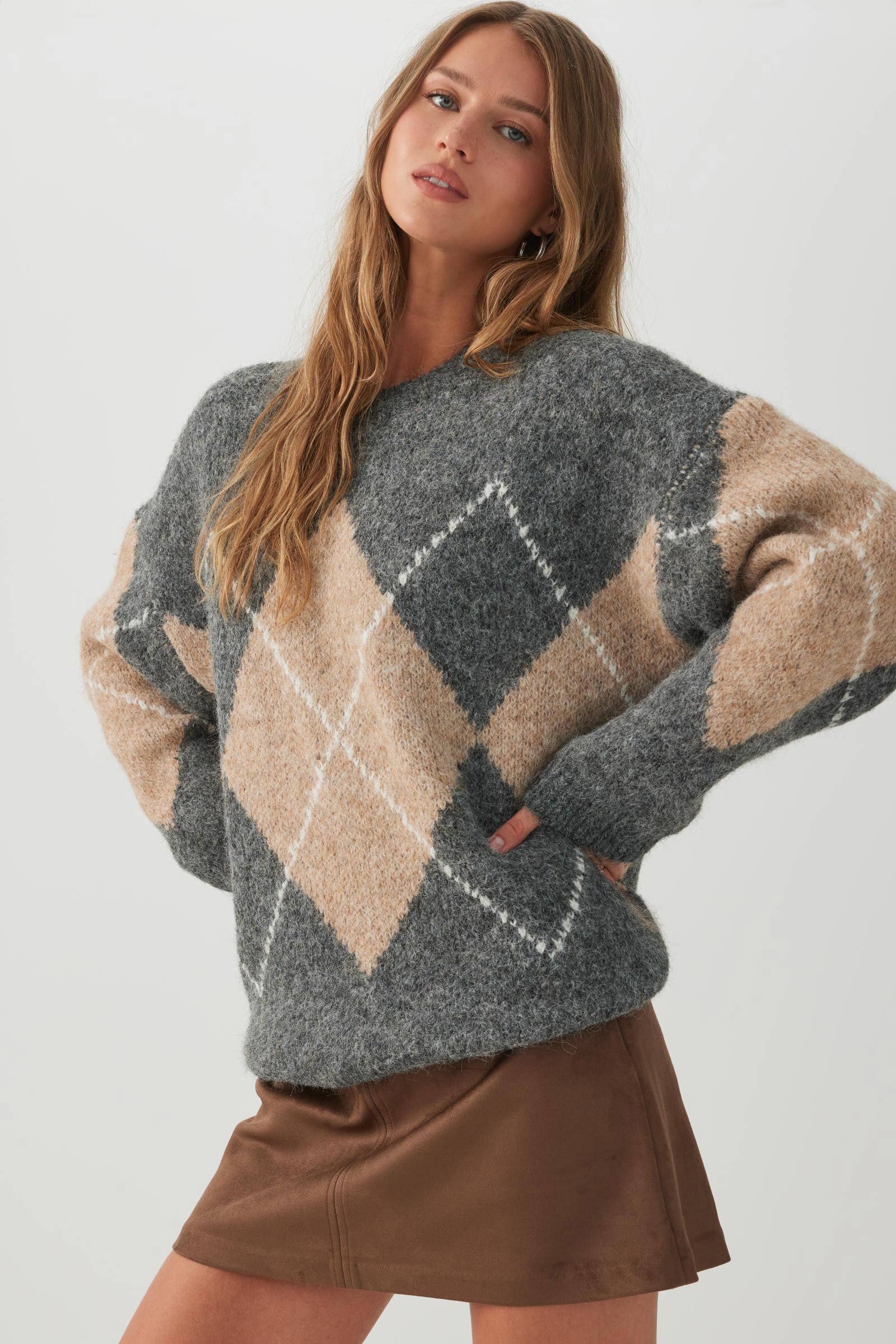 Oversized Argyle Sweater