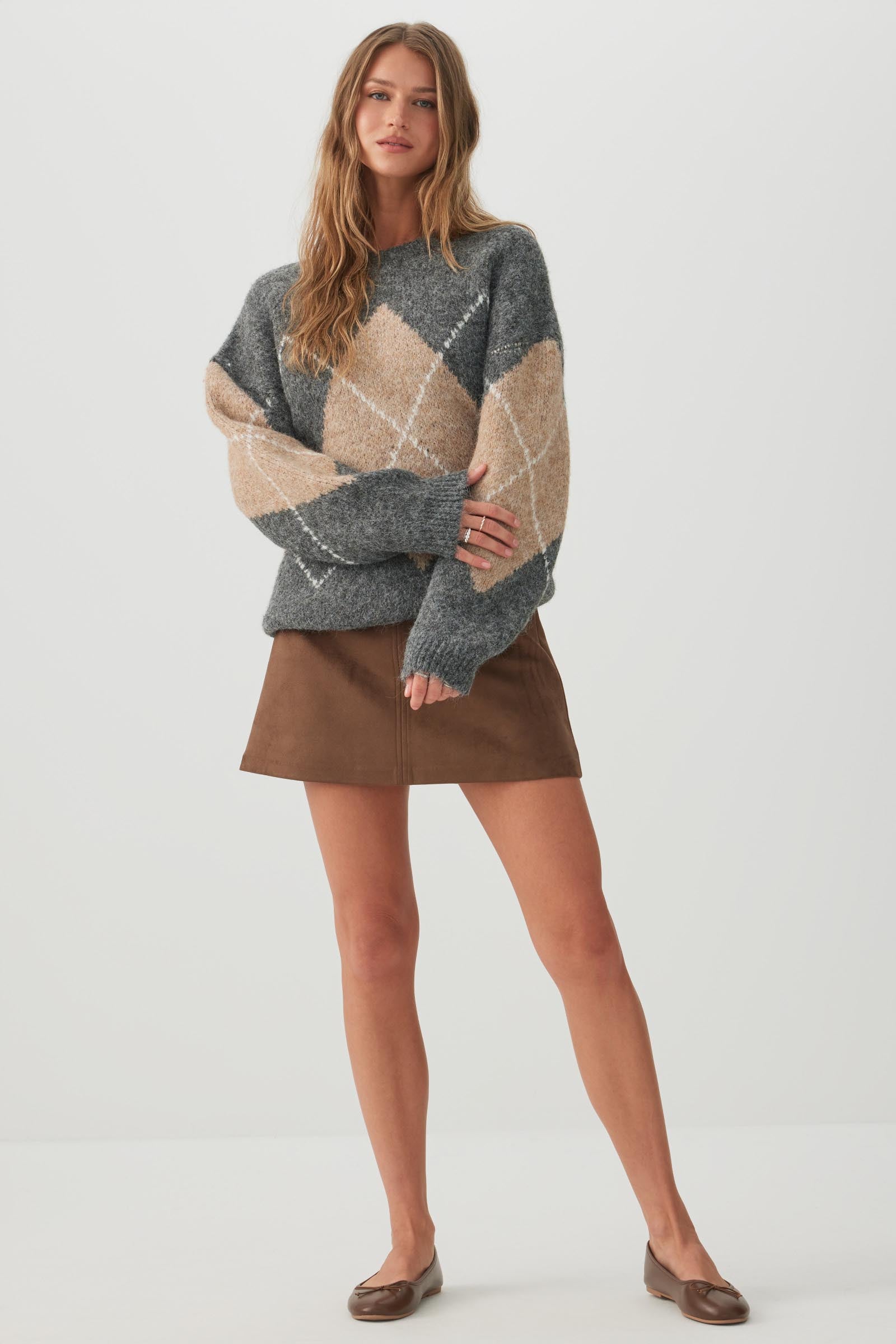 Oversized Argyle Sweater