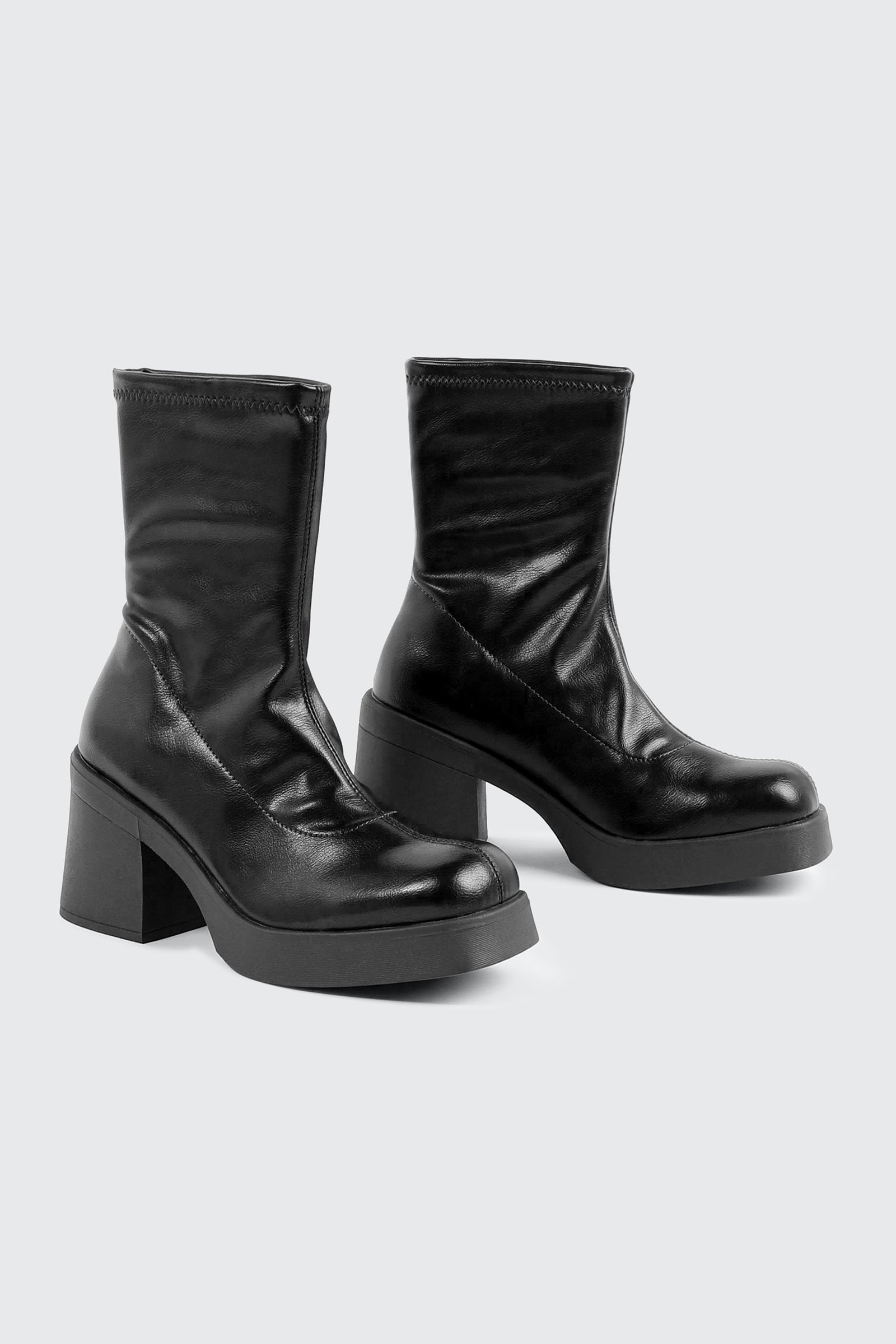Block Mid Calf Boots