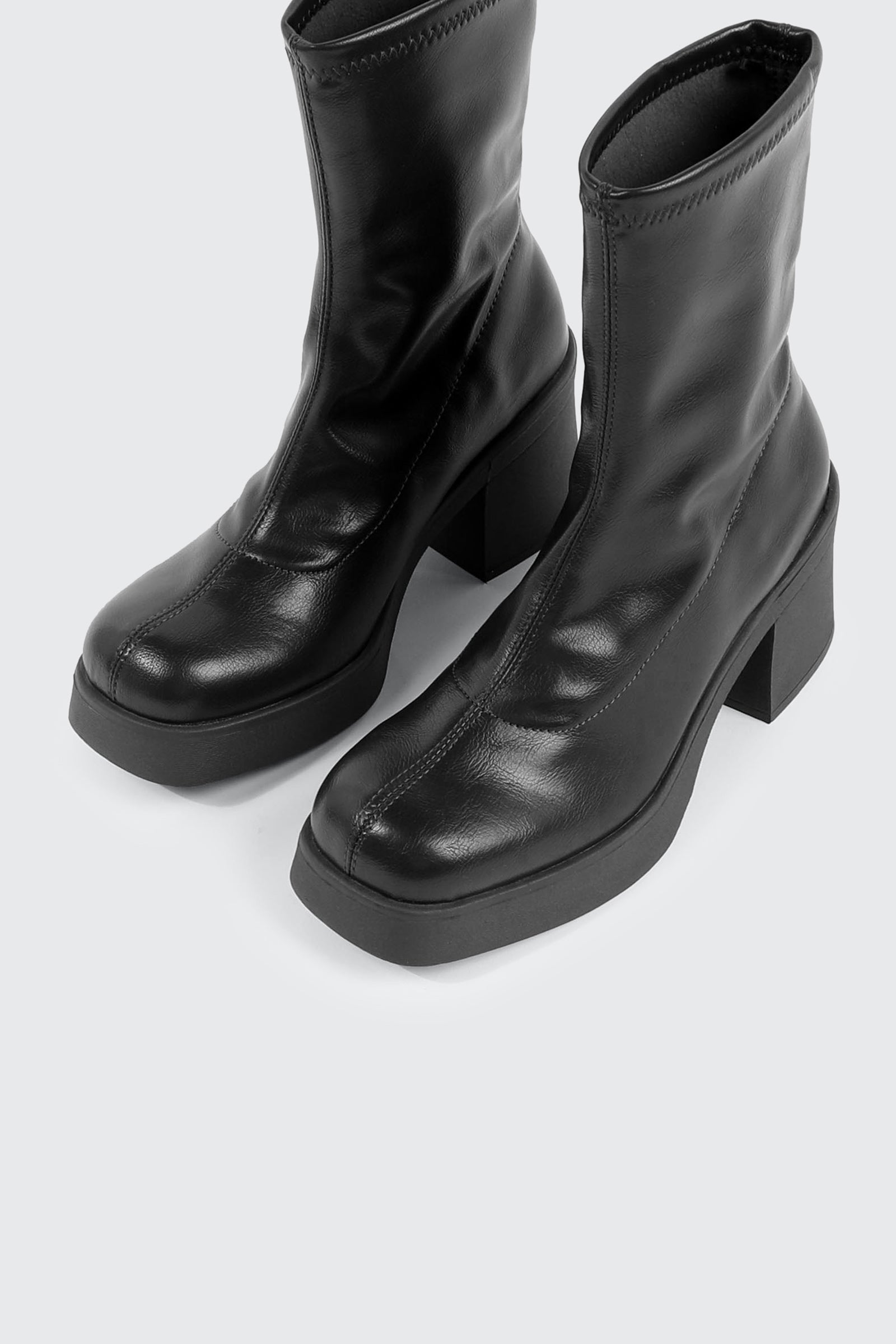Block Mid Calf Boots