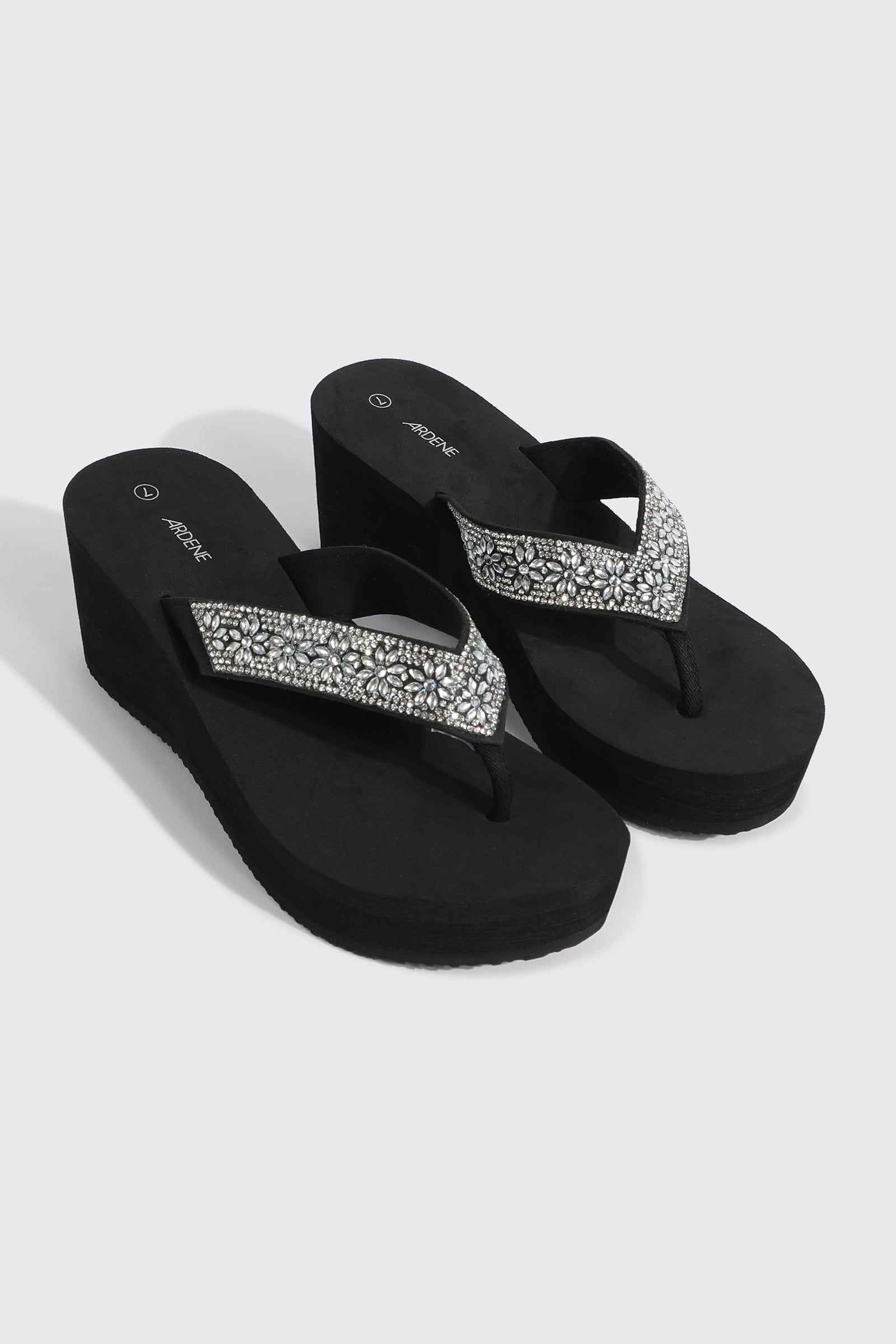 Crystal Wedge Flip Flops