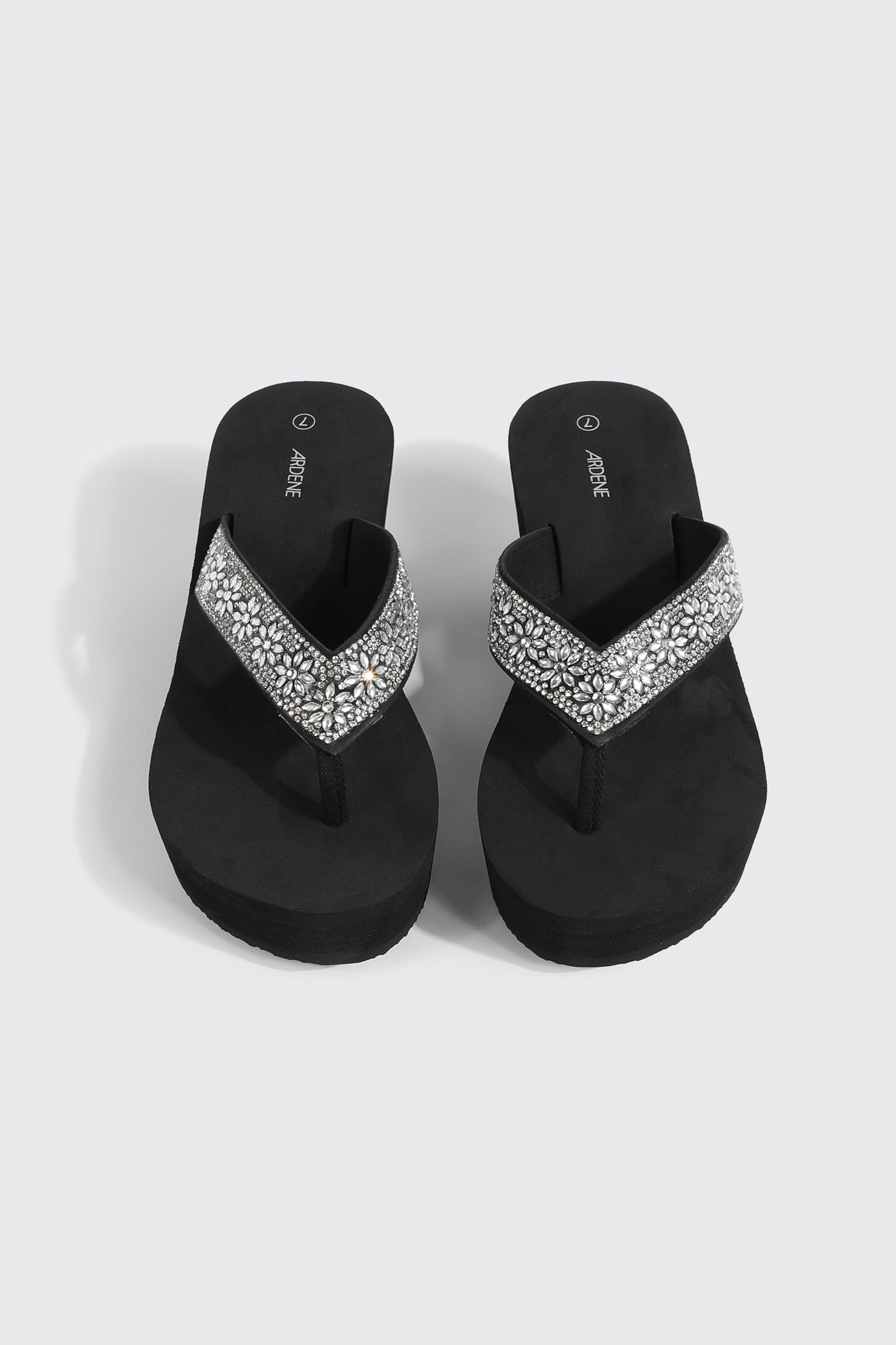 Crystal Wedge Flip Flops