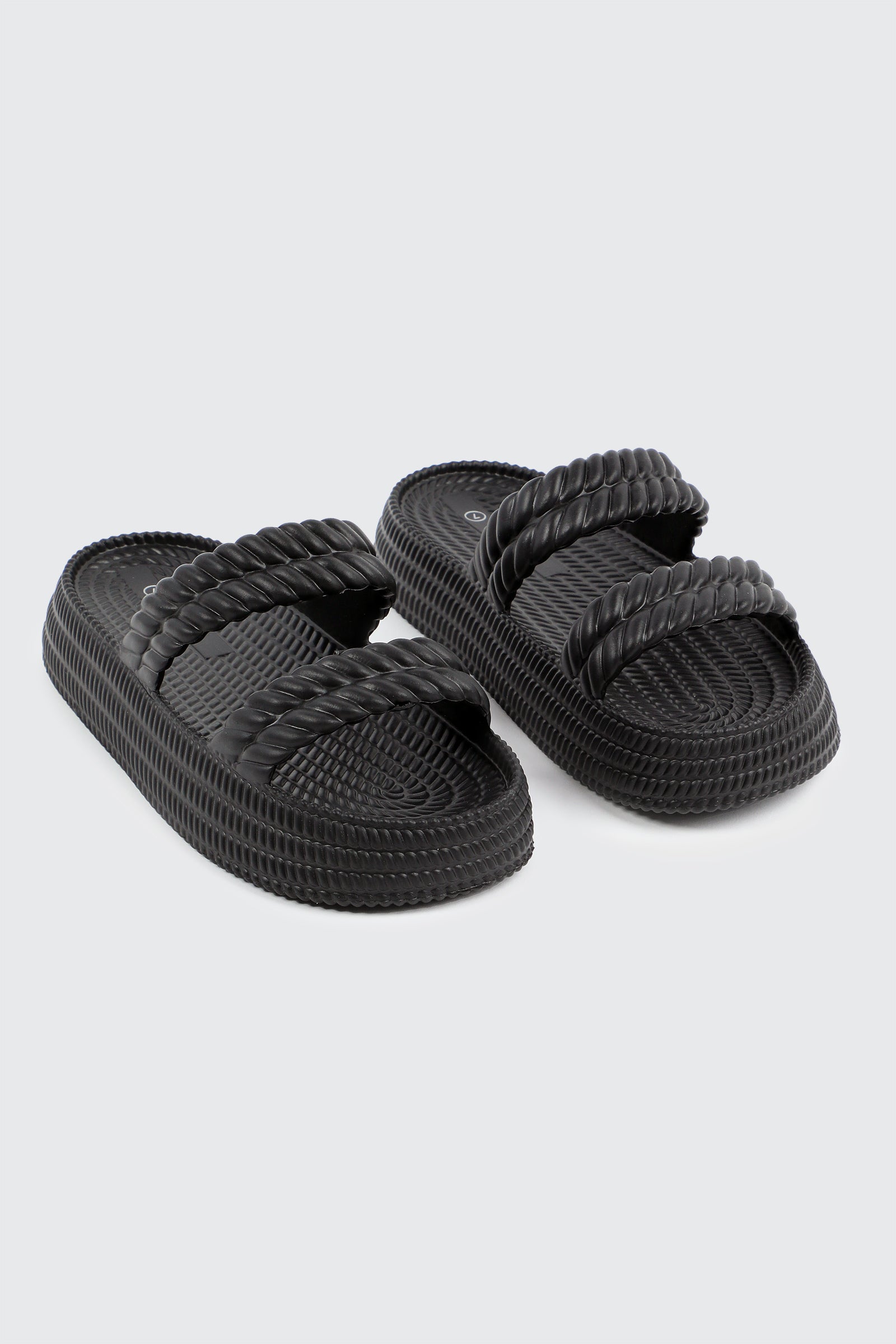 Double Braided Strap Slide Sandals