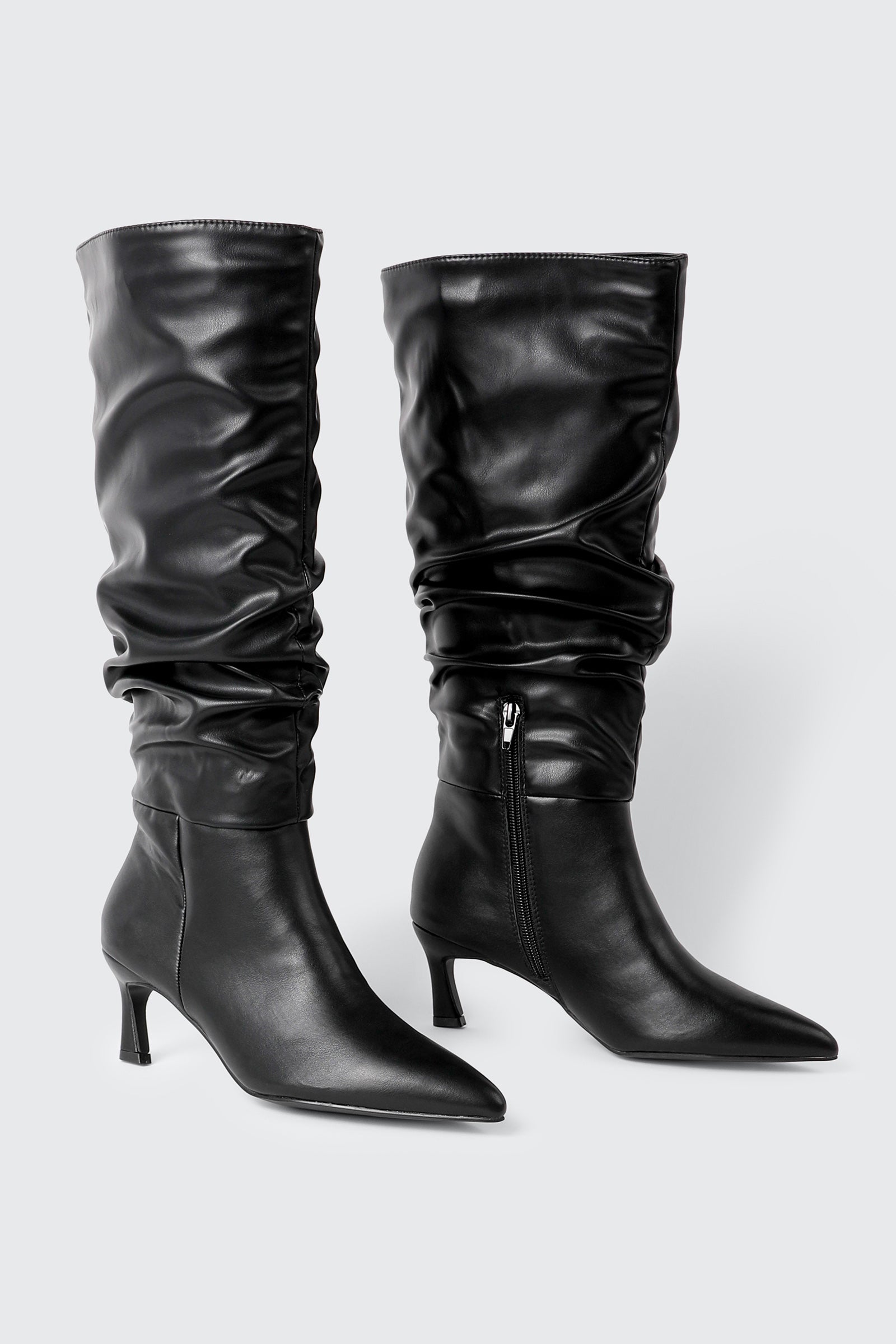 Pointed Toe Slouch Knee High Boots