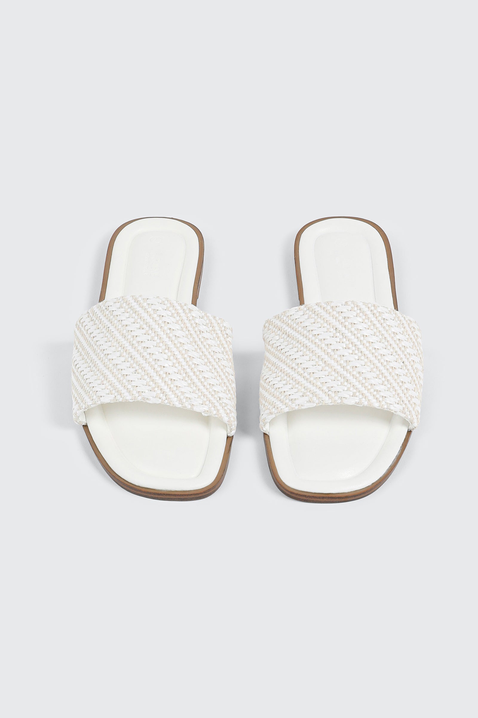 Raffia Square Toe Slide Sandals