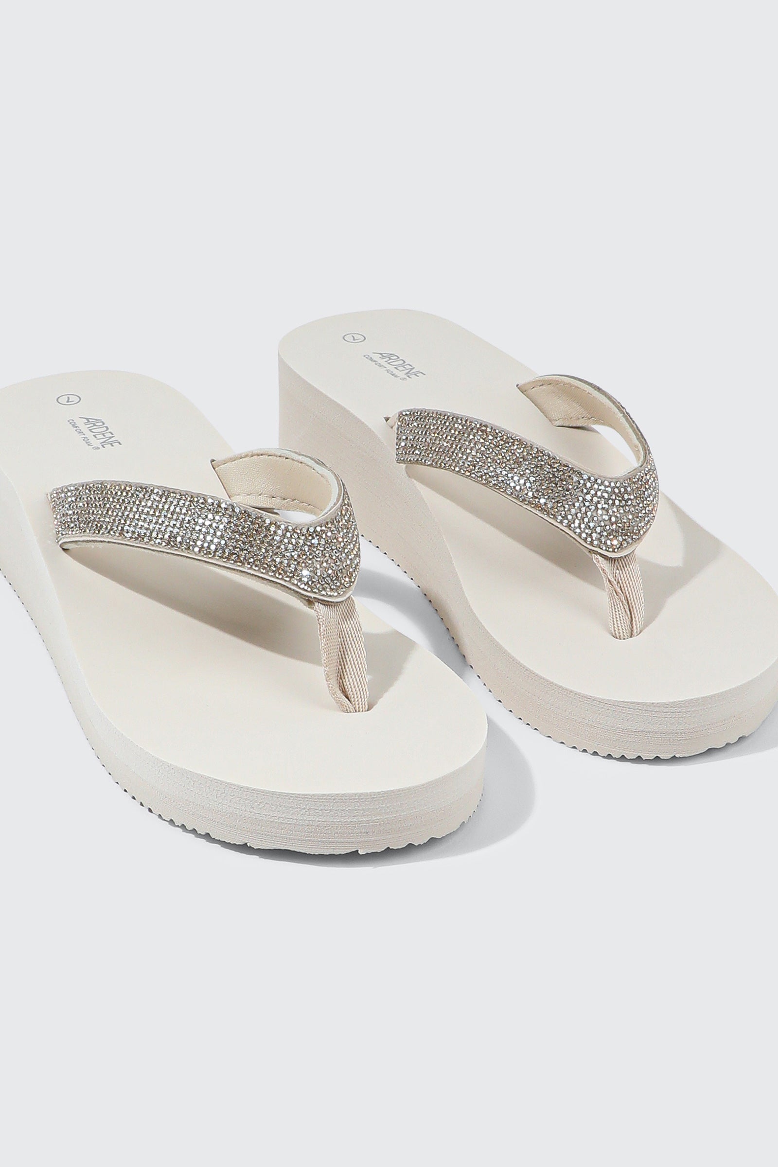 Rhinestone Platform Wedge Flip Flops