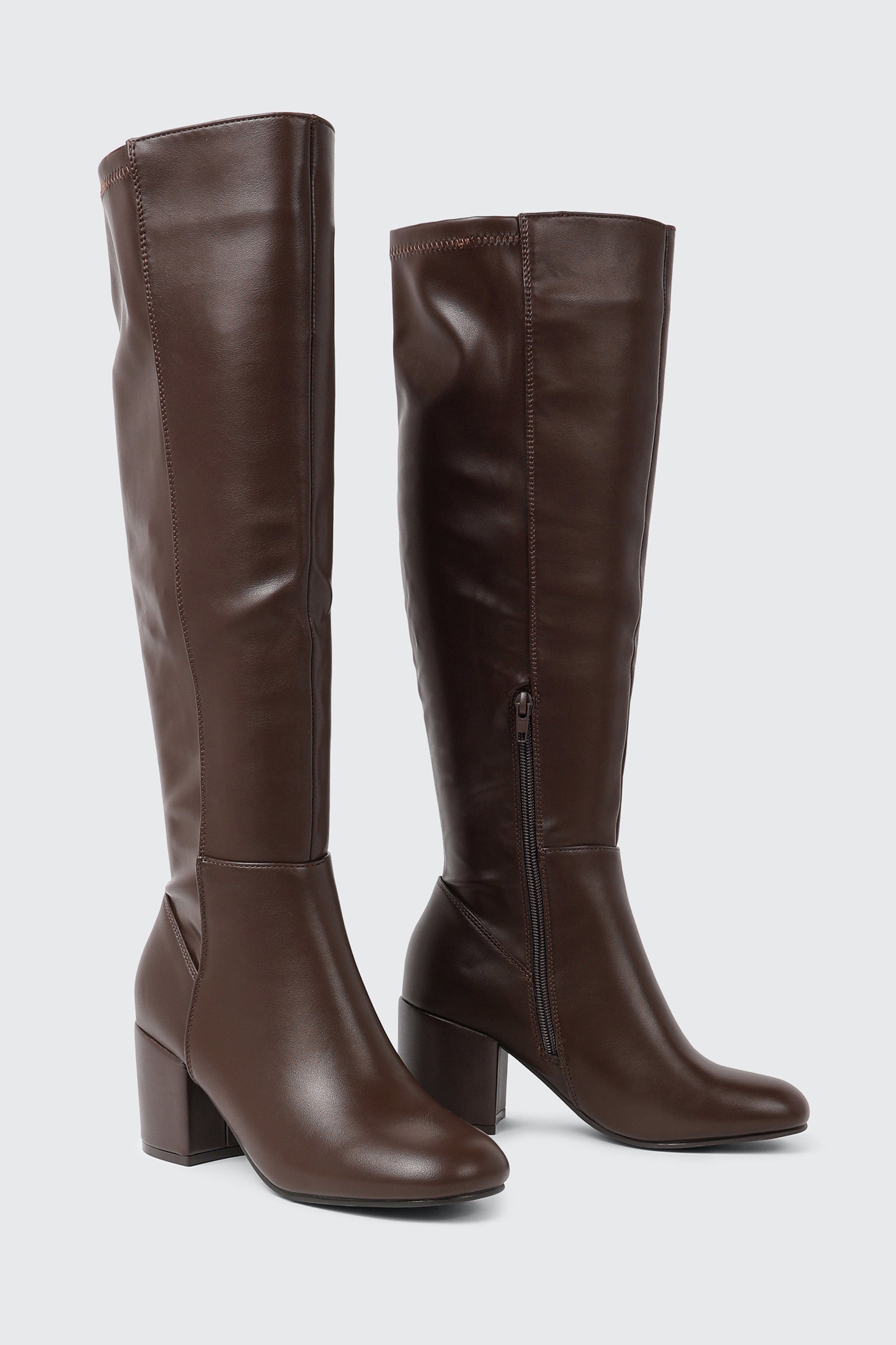 Square Toe Knee High Boots