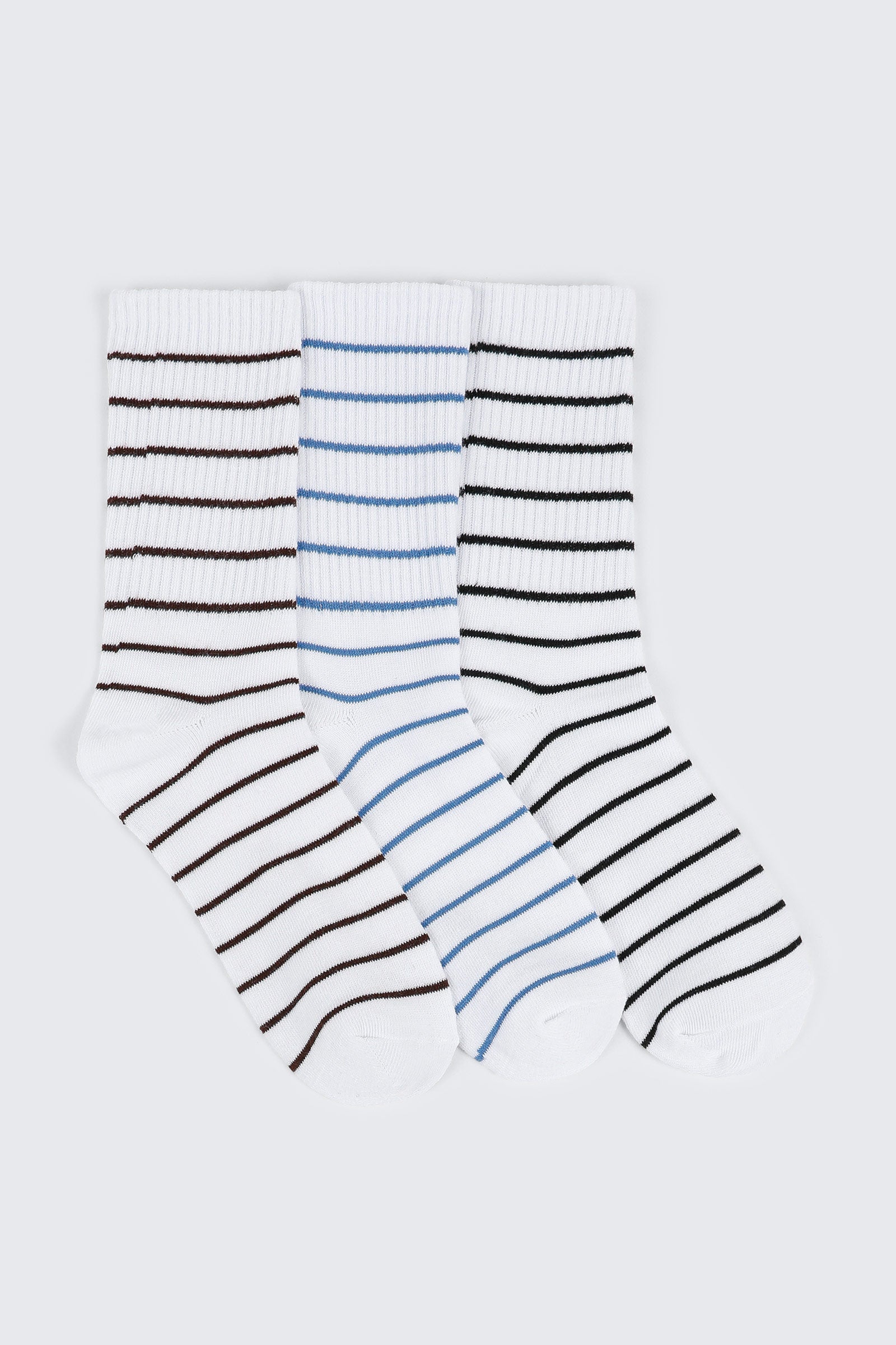 3-Pack Striped Crew Socks