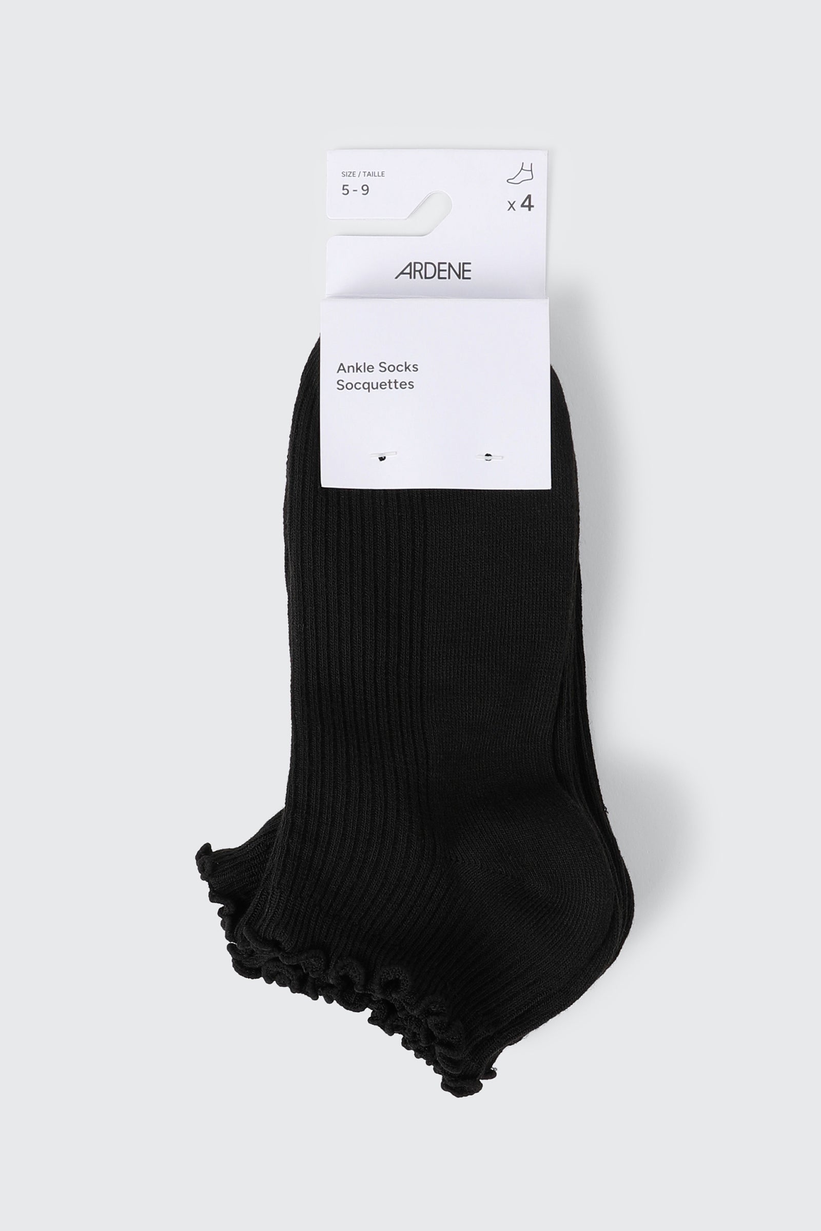 4-Pack Ruffled Edge Ankle Socks