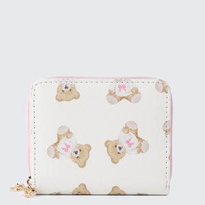 Compact Bear Print Zip Wallet