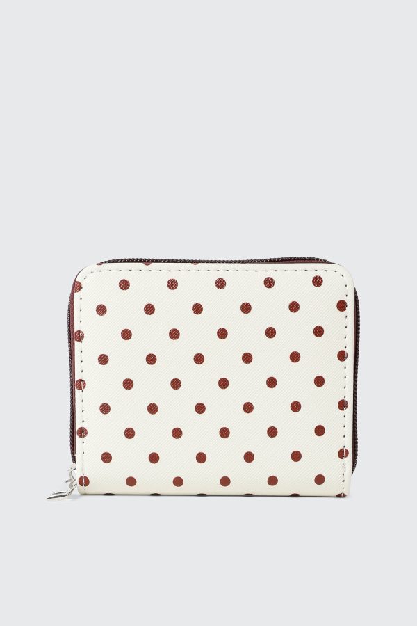 Compact Polka Dot Zip Wallet
