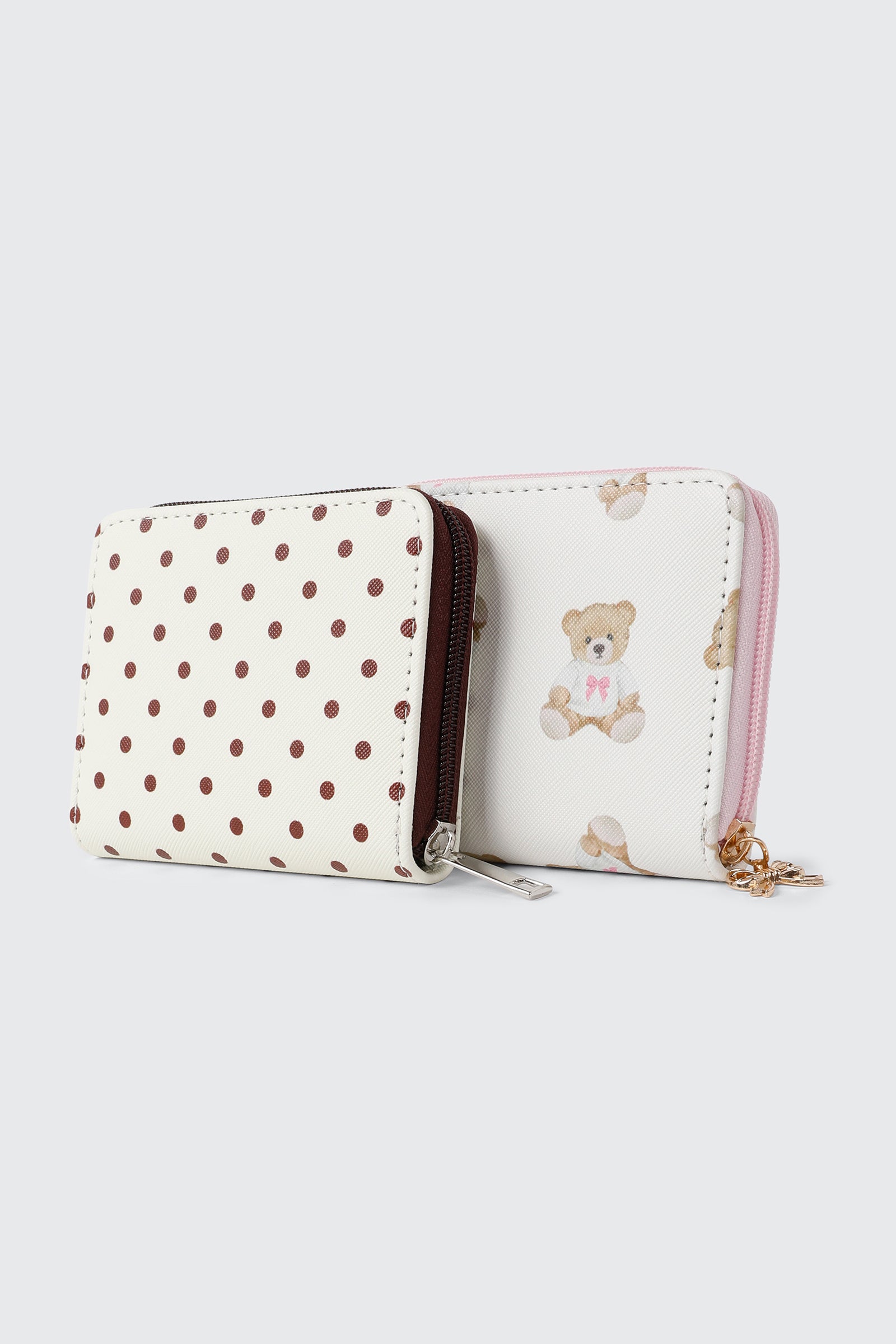 Compact Polka Dot Zip Wallet